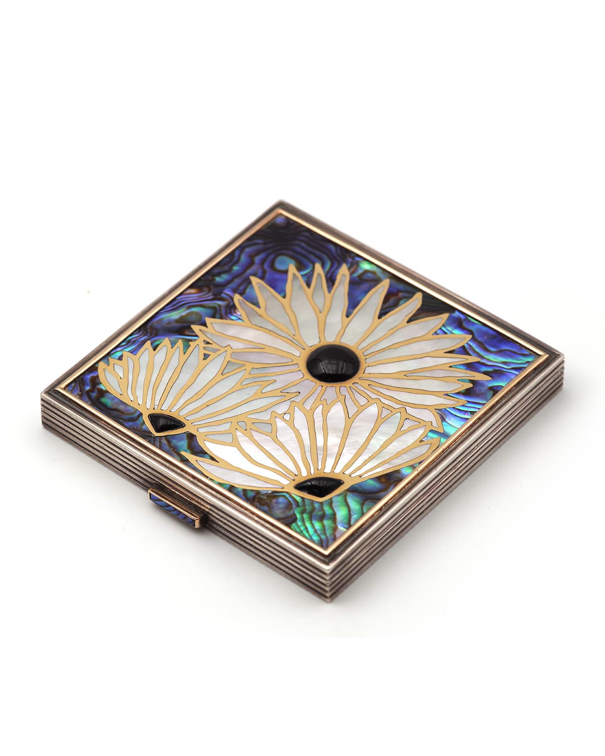 Poudrier fleur en argent