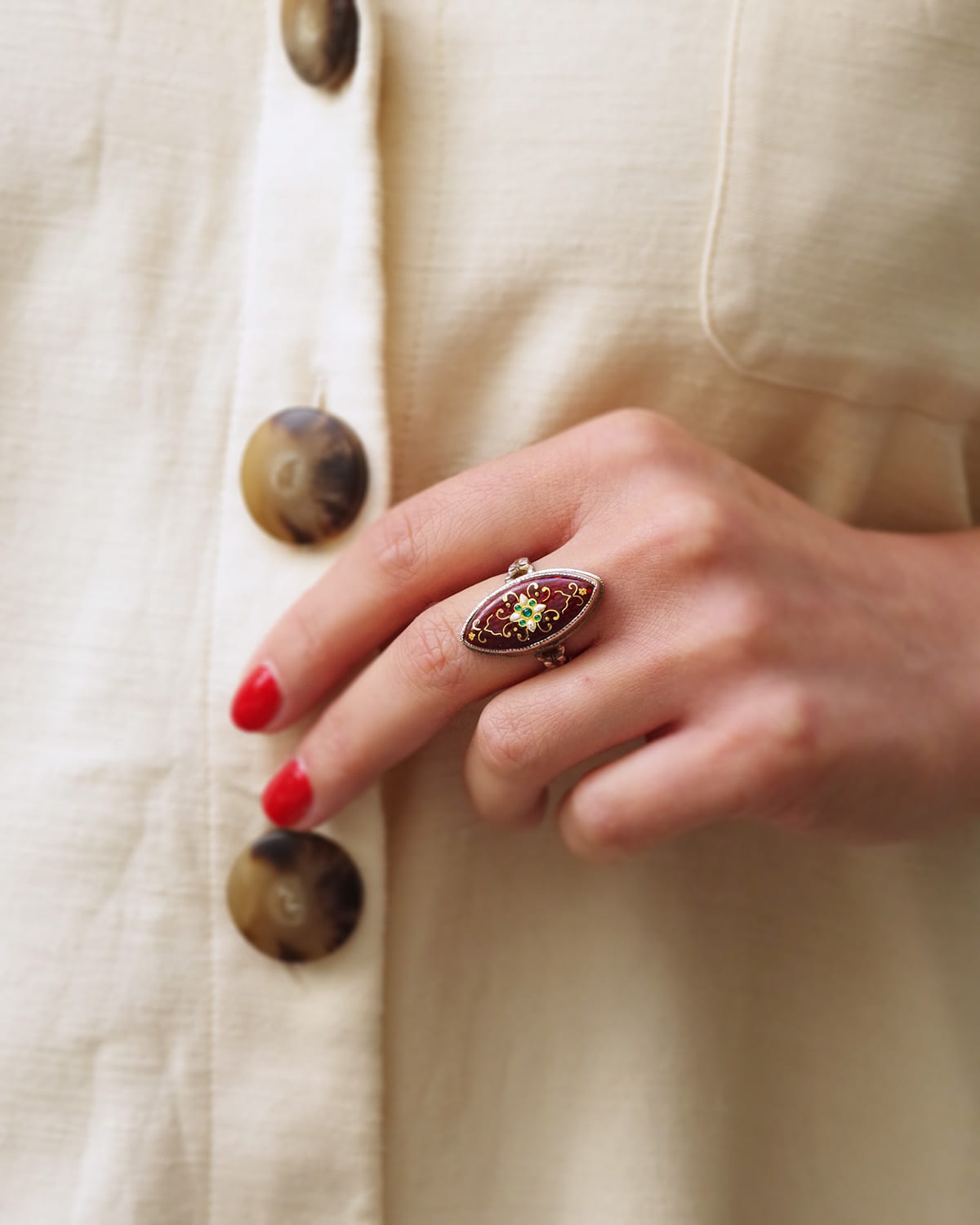 French edwardian navette ring