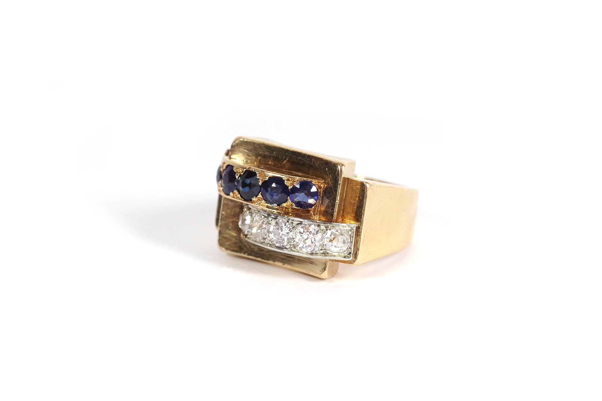 Sapphire diamond tank ring