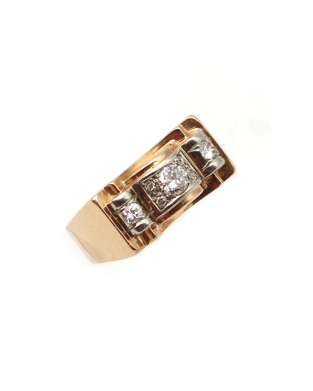 Tank diamond ring in gold