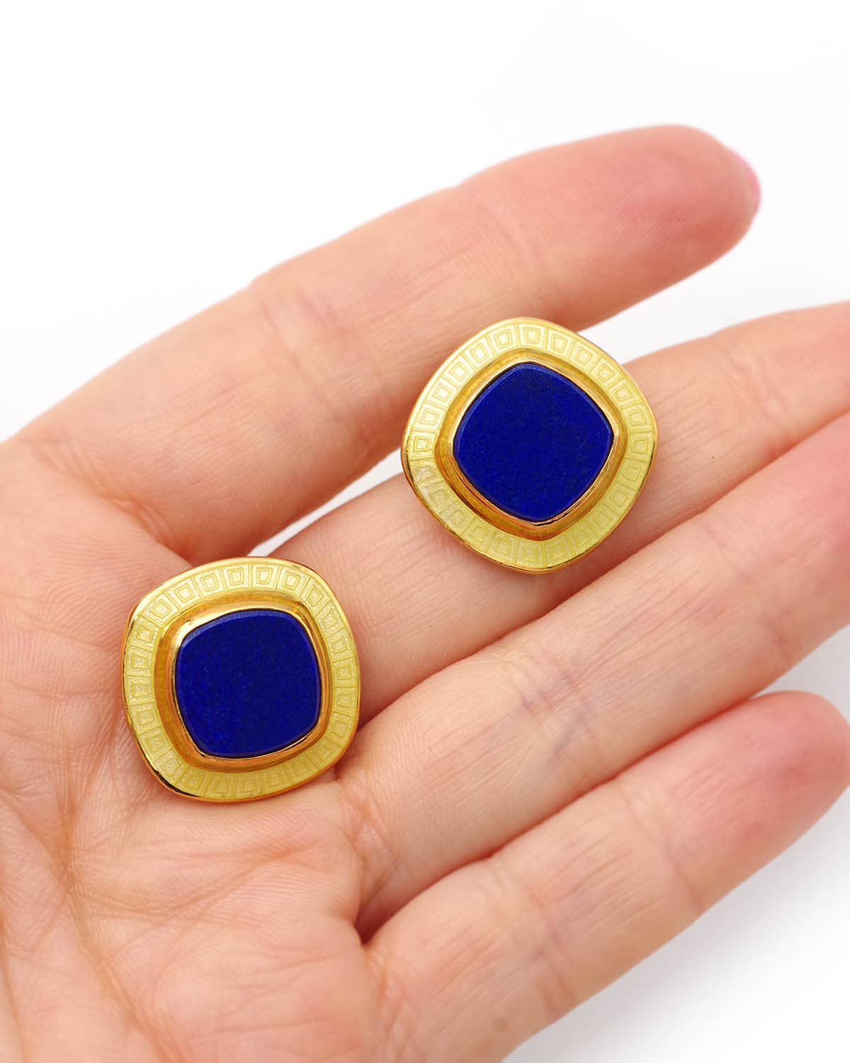 Vintage lapis lazuli gold earclips