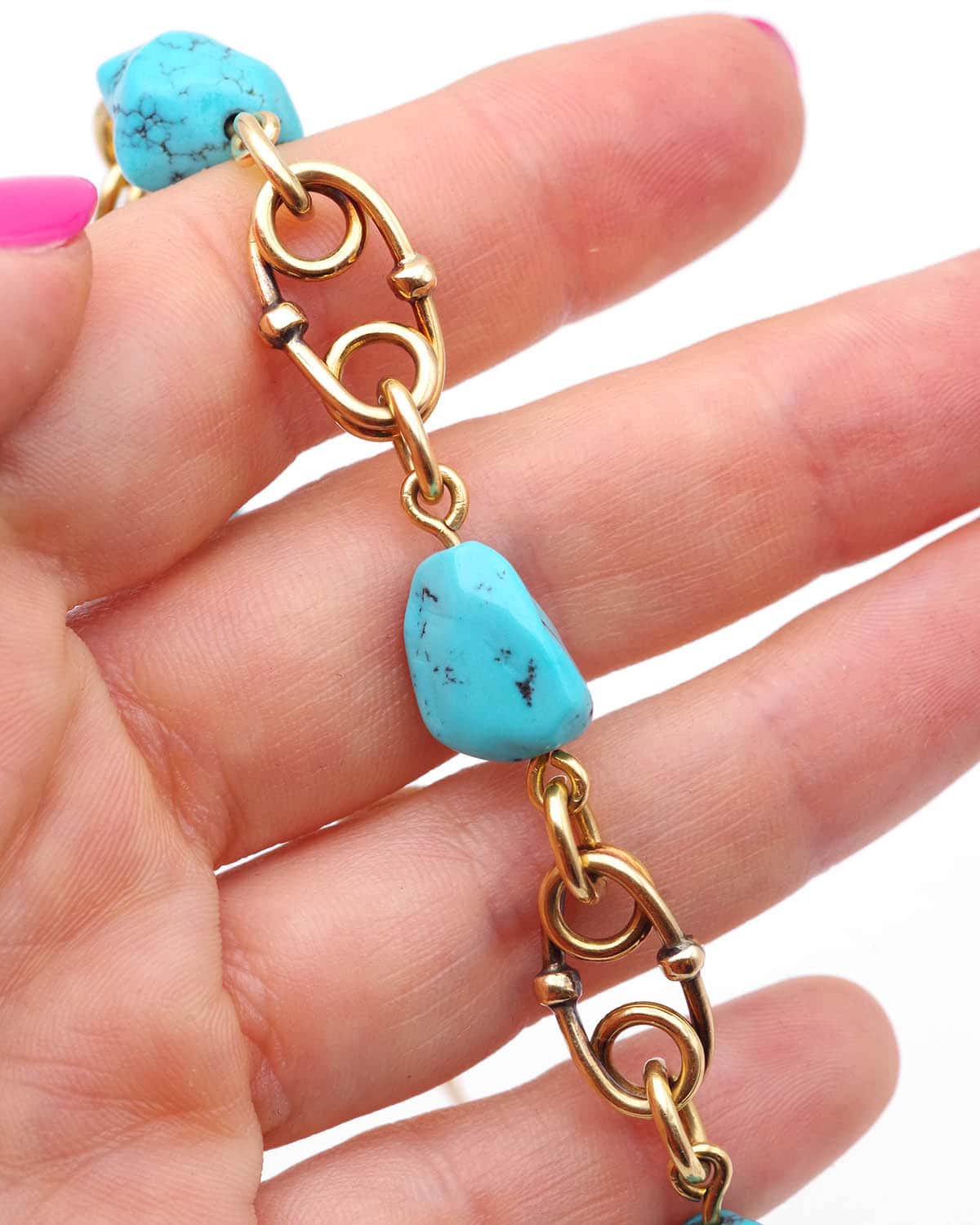 Bracelet rétro turquoise en or