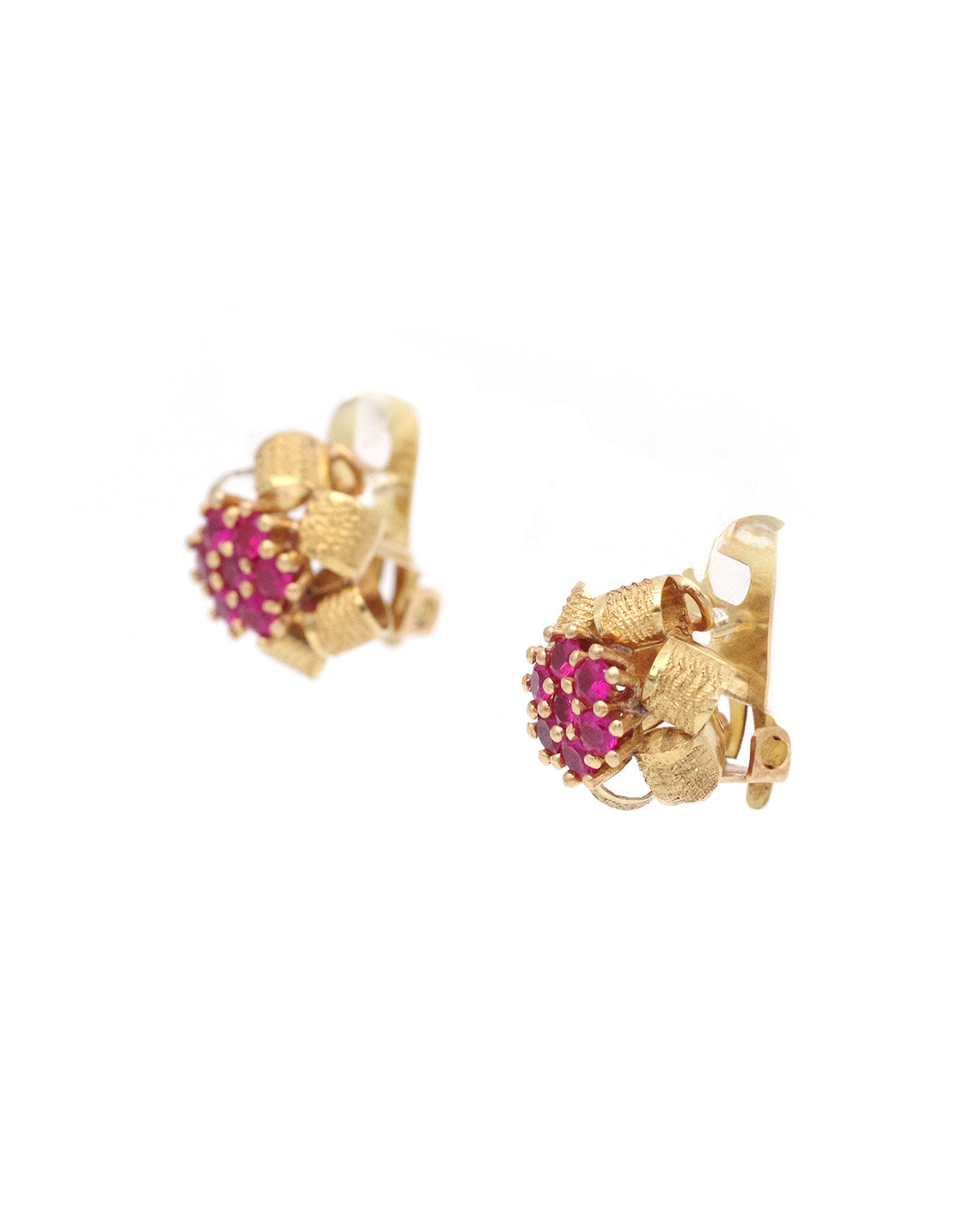 Vintage ruby flower earrings