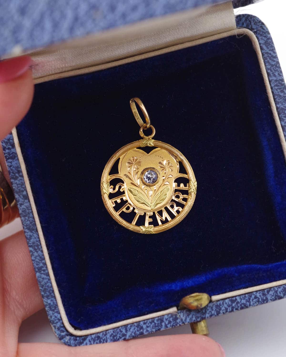 Antique art nouveau september medal pendant