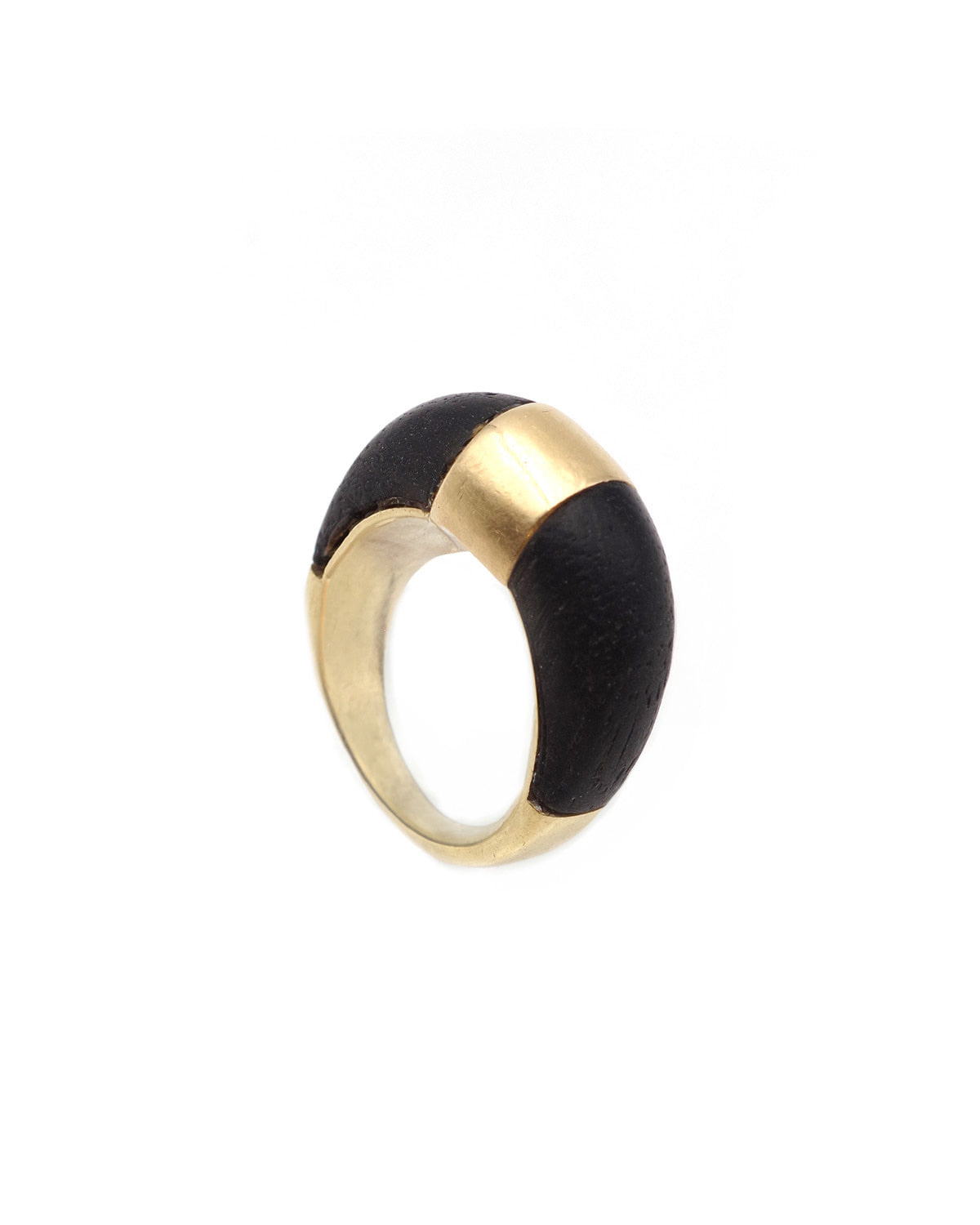 Black wood and gold ring