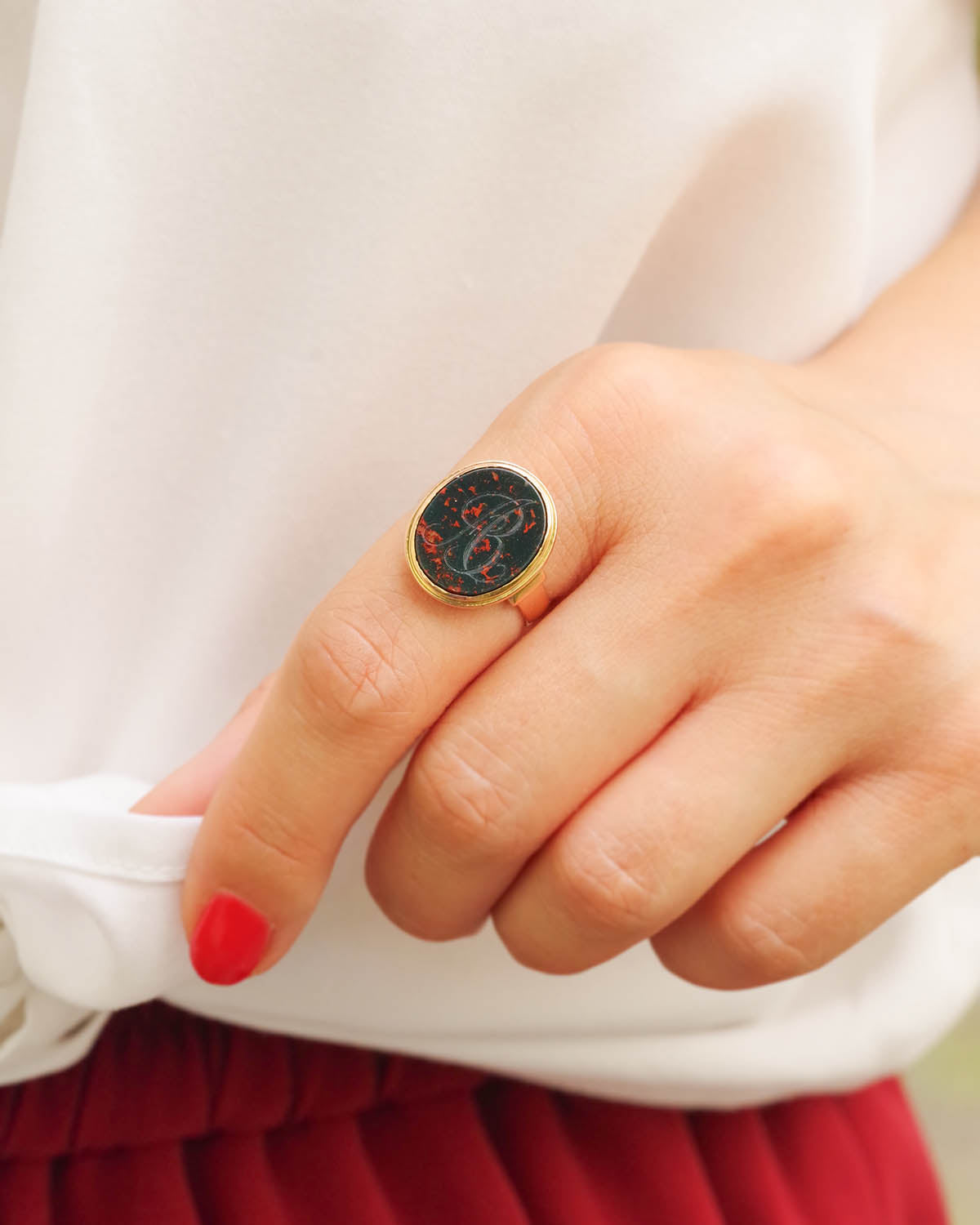 Bloodstone signet ring