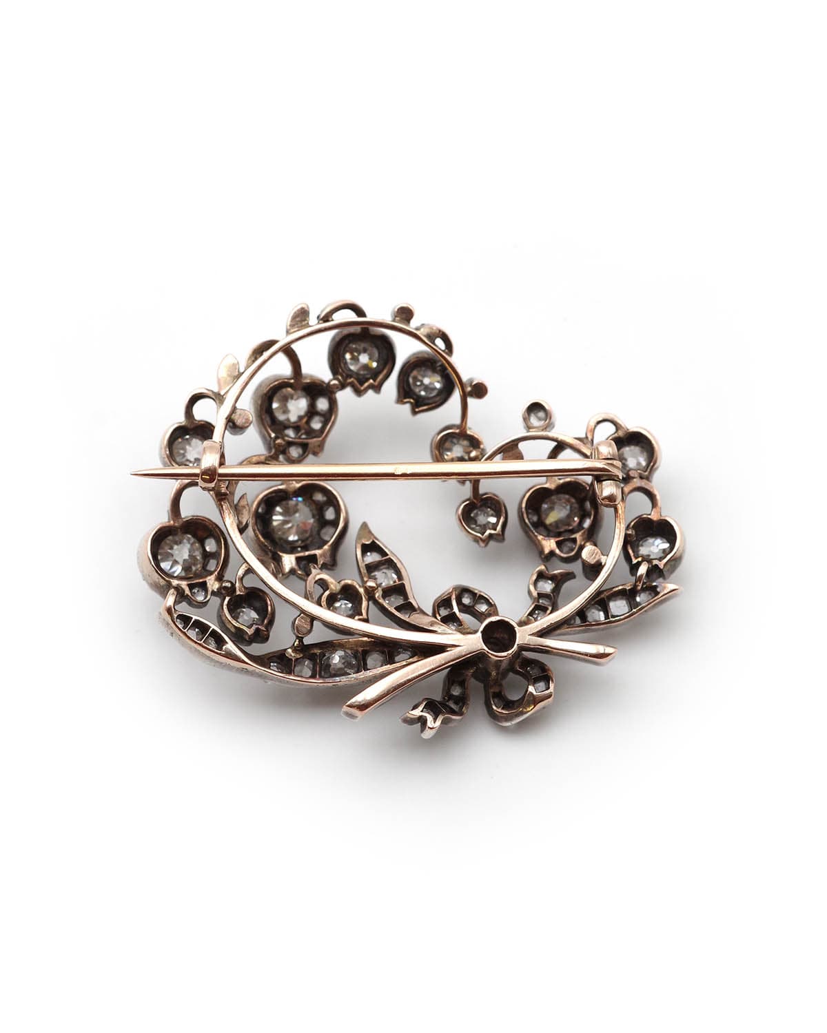 Broche muguet ancienne en or et argent avec diamants
