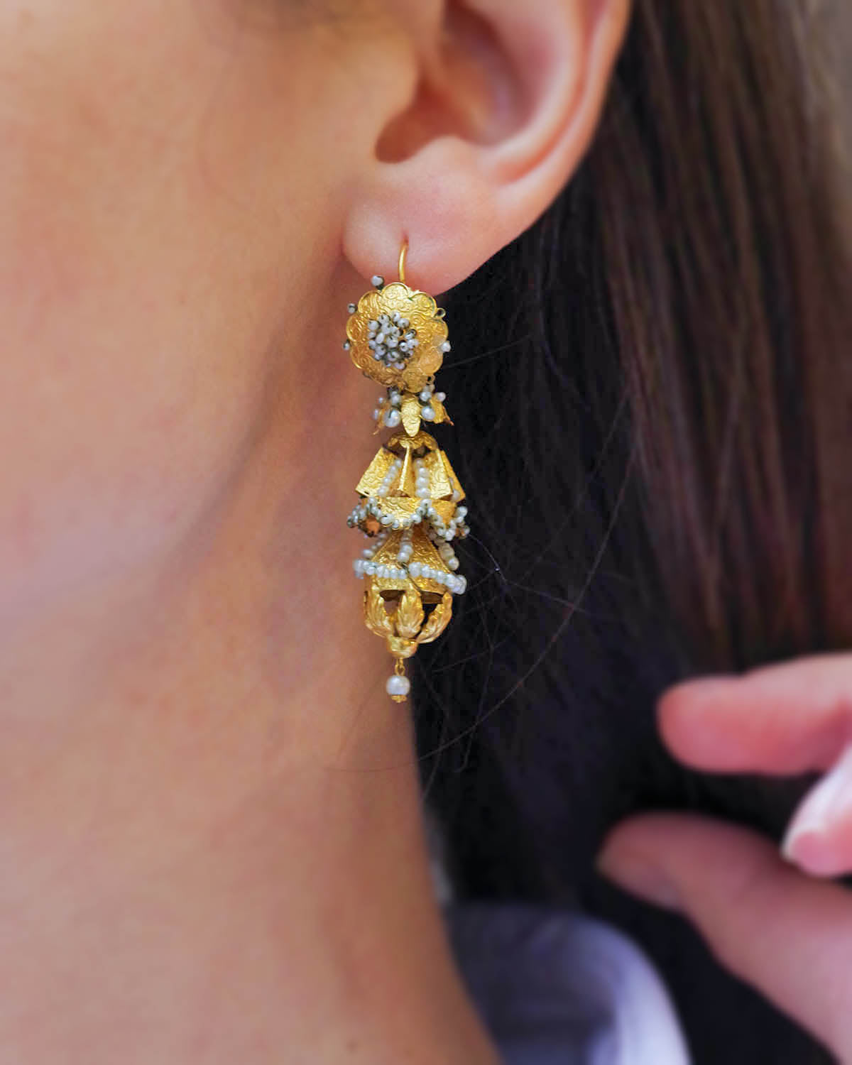 Boucles d'oreille perles fines