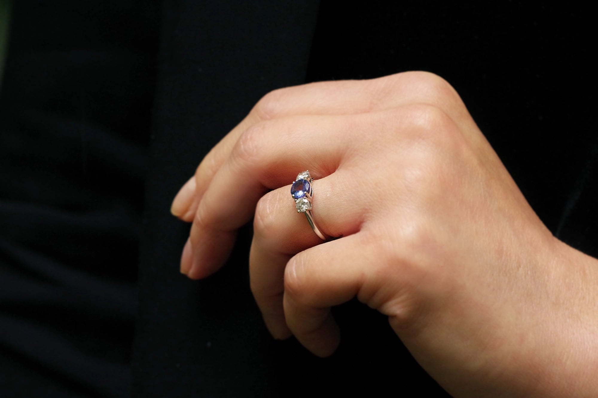 tanzanite diamond ring in white gold