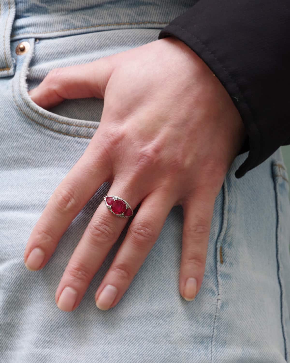 Wedding synthetic ruby ring