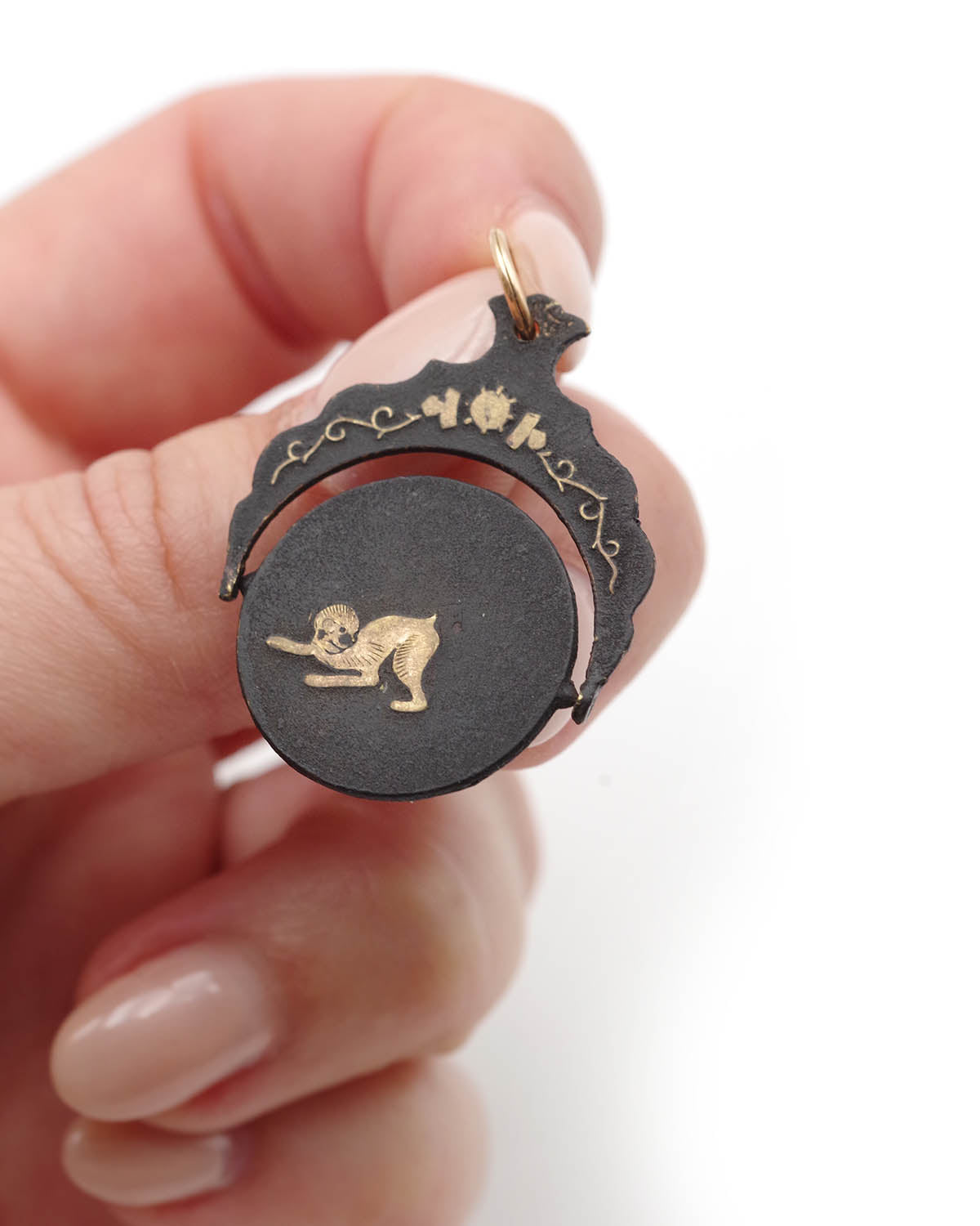 Japanese Shakudo Thaumatrope Pendant