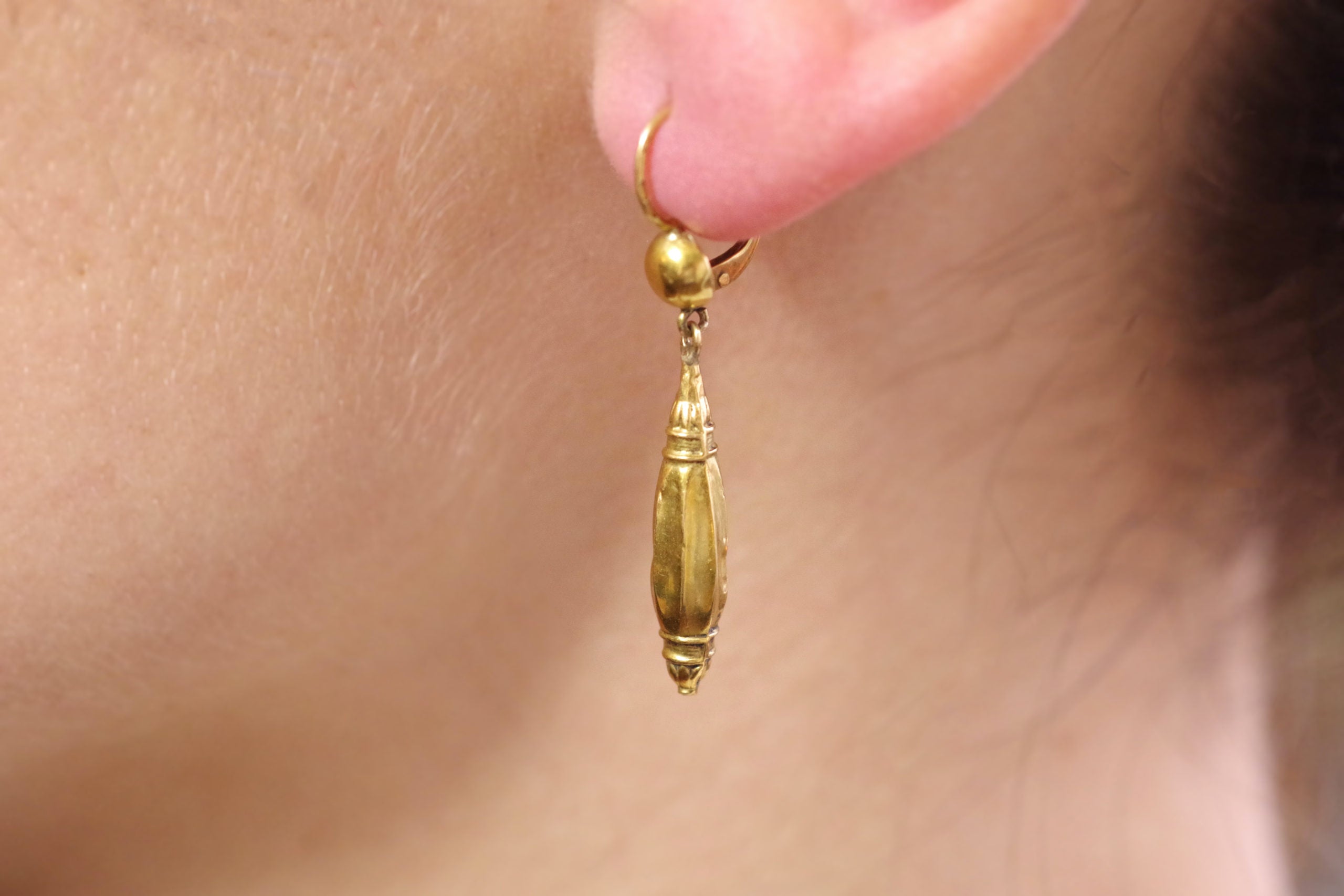 antique dangle earrings in gold