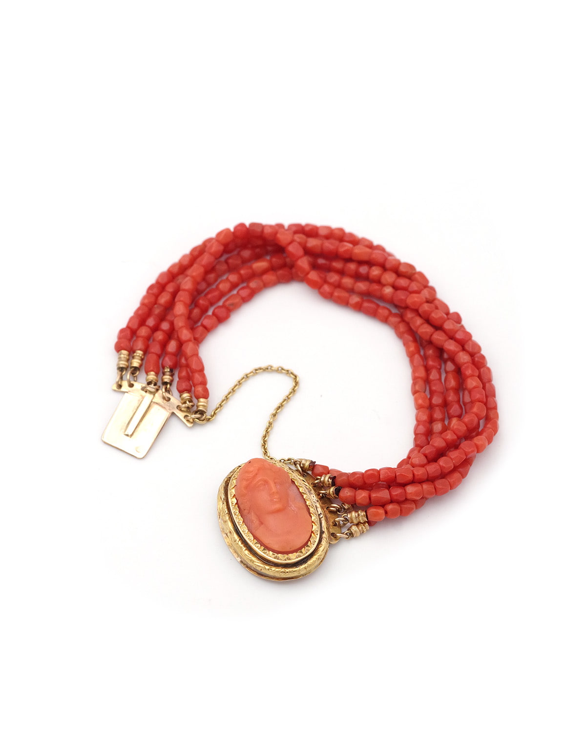 Victorian coral cameo bracelet