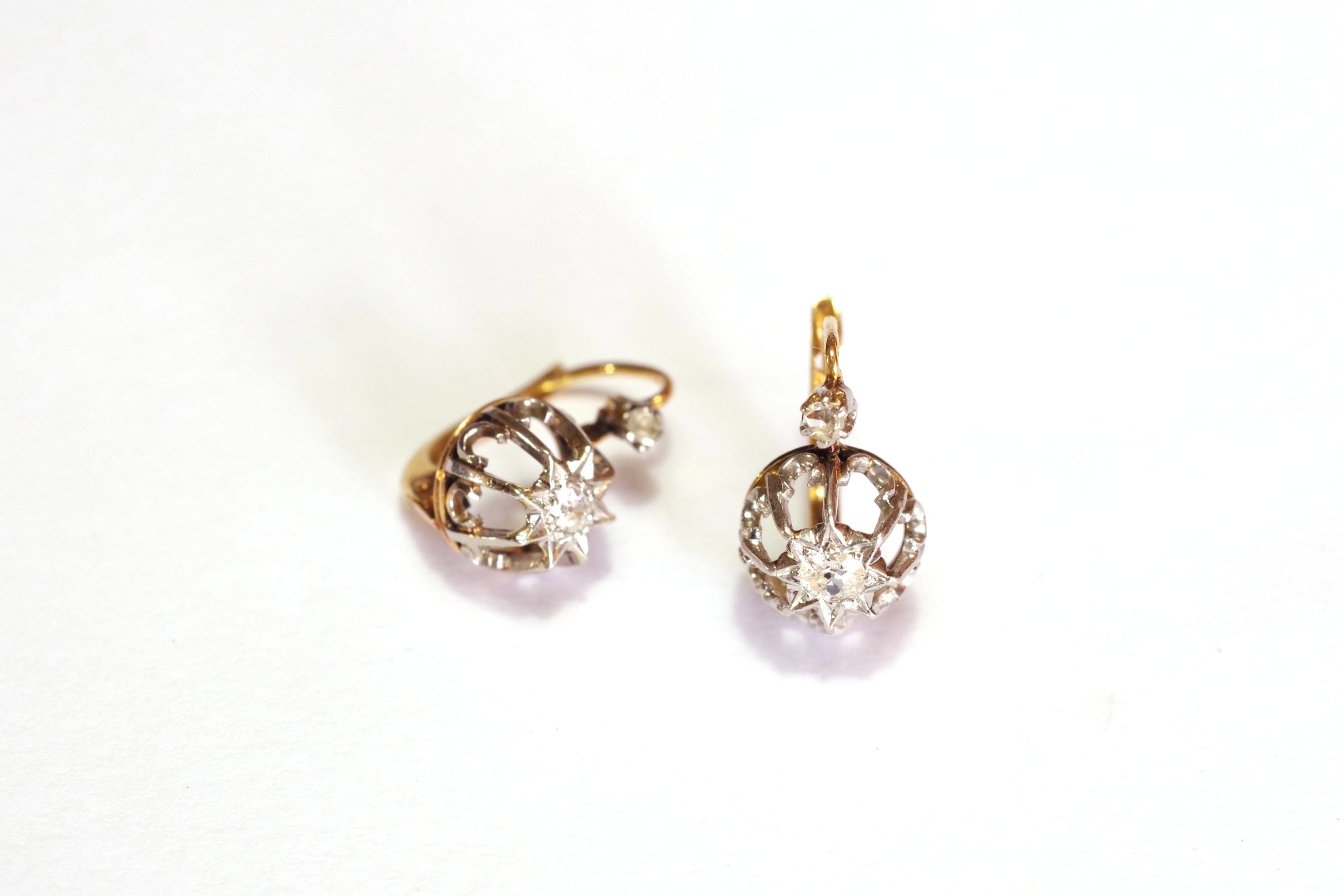 victorian diamond drop earring mono and stars