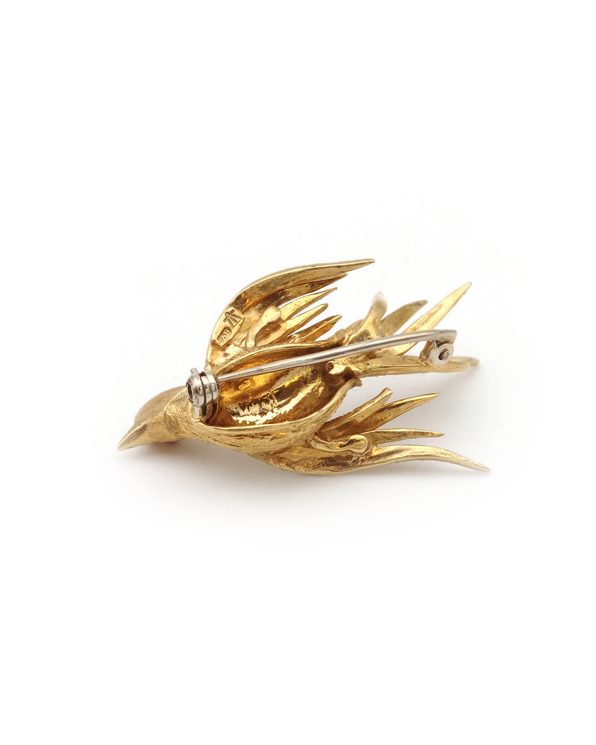 broche animale oiseau en or