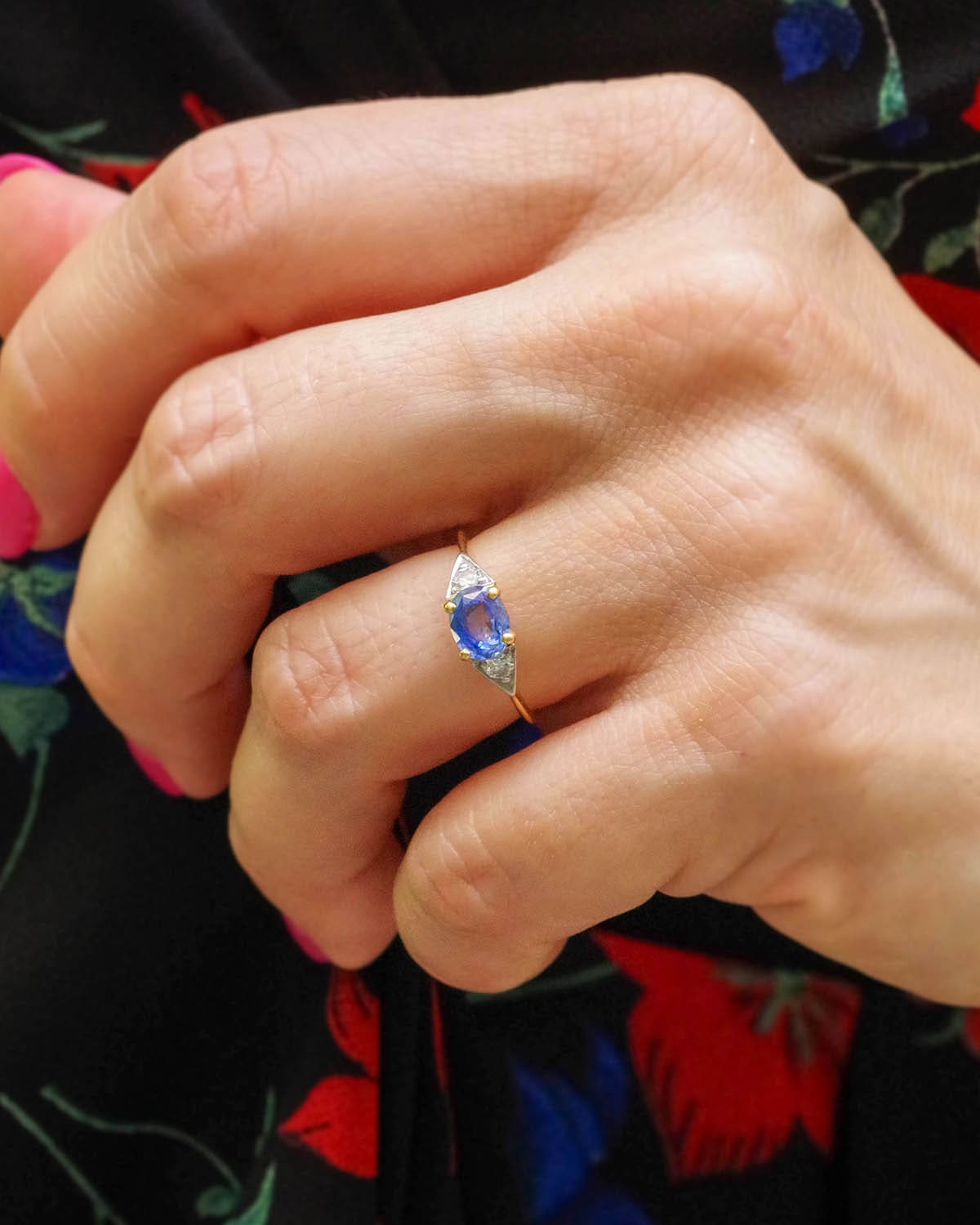 bague vintage saphir et diamant en or