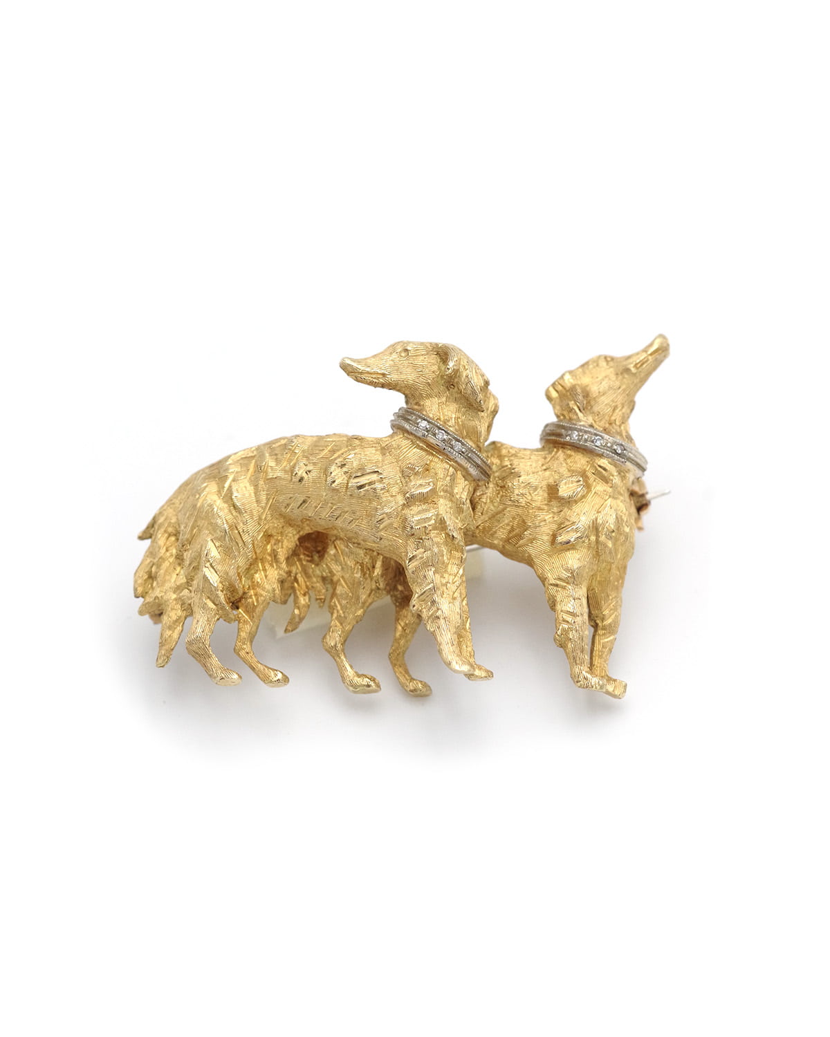 Vintage dog brooch in gold and platinum