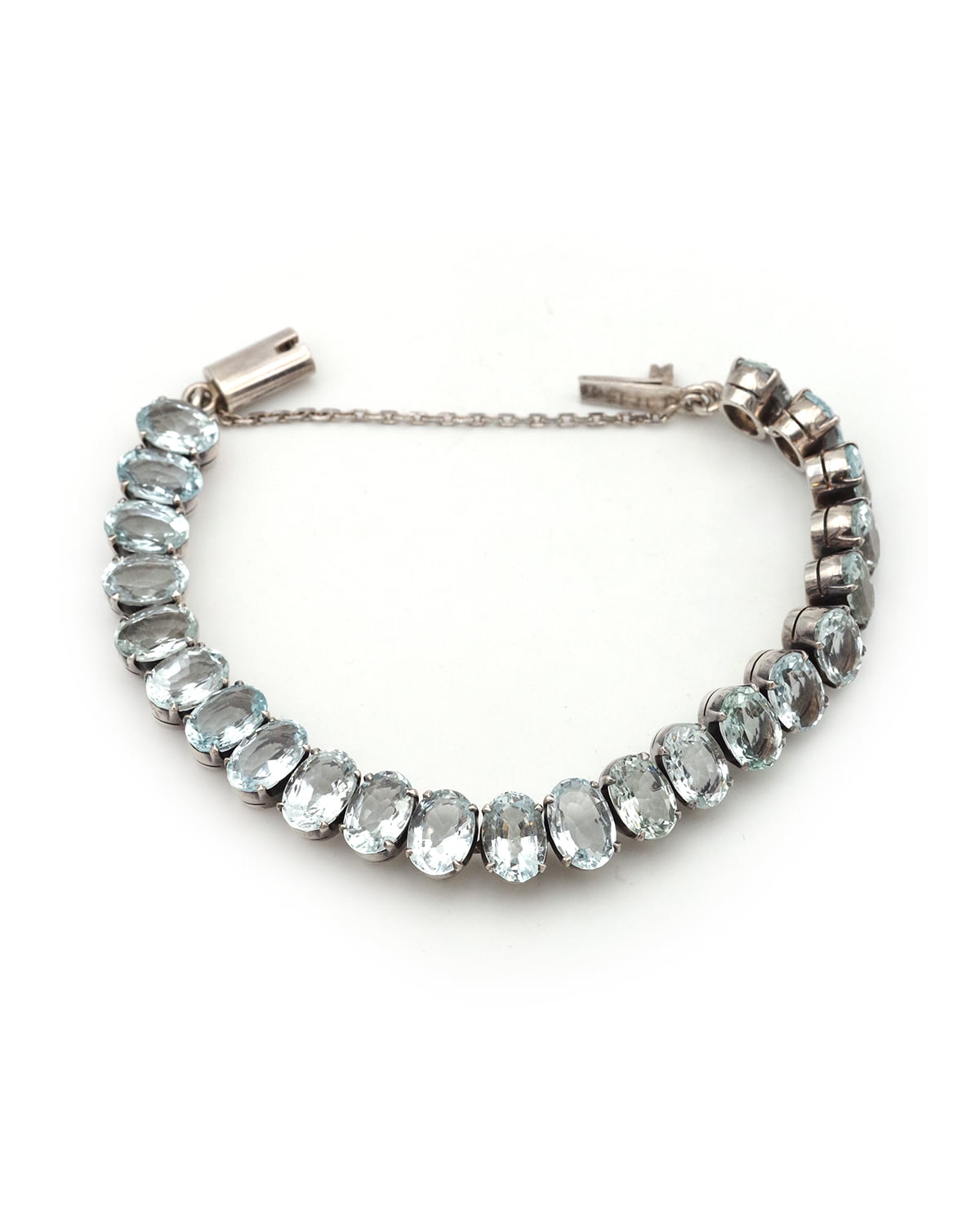 Blue aquamarine silver bracelet