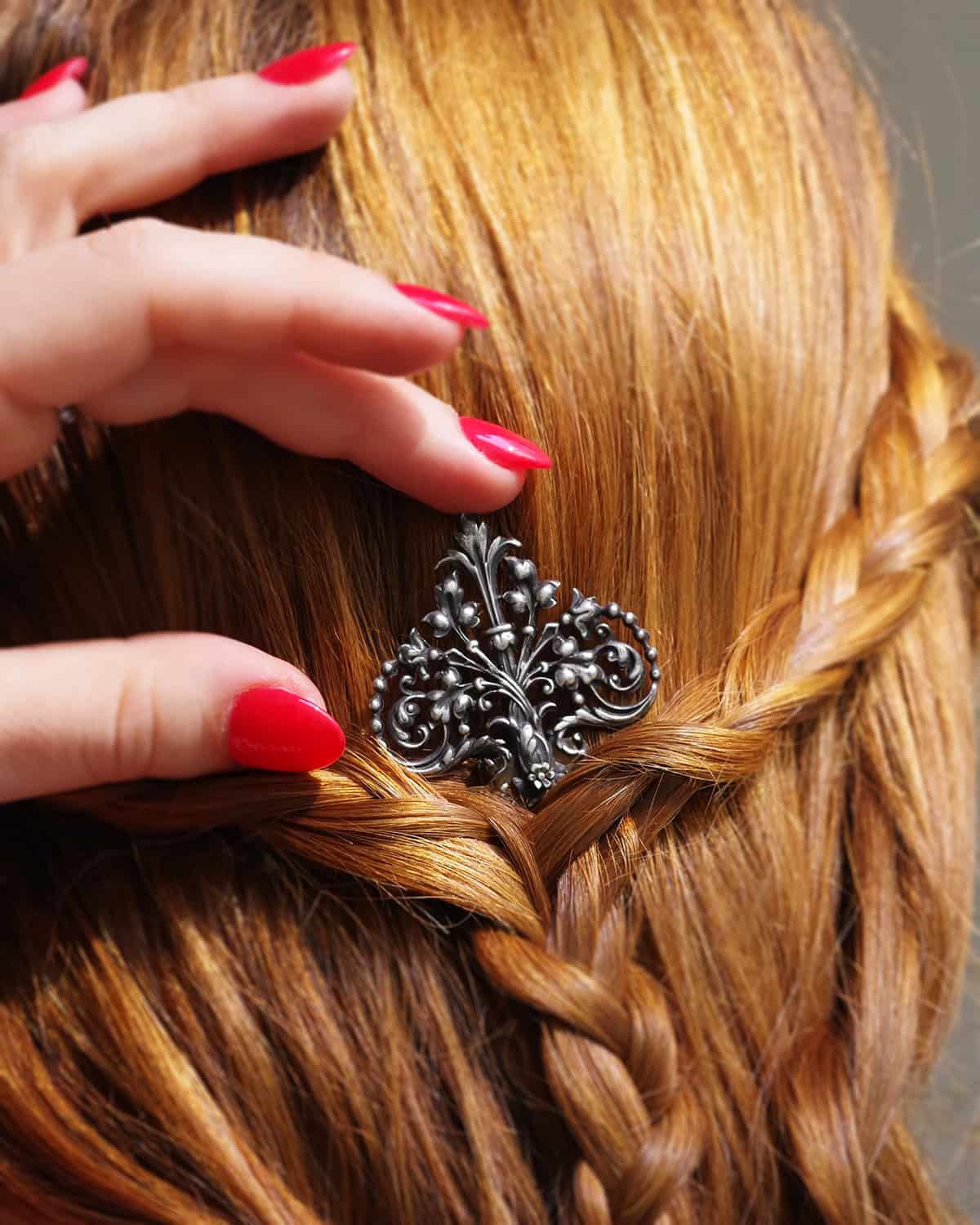 Epingle de chignon en argent neo gothique