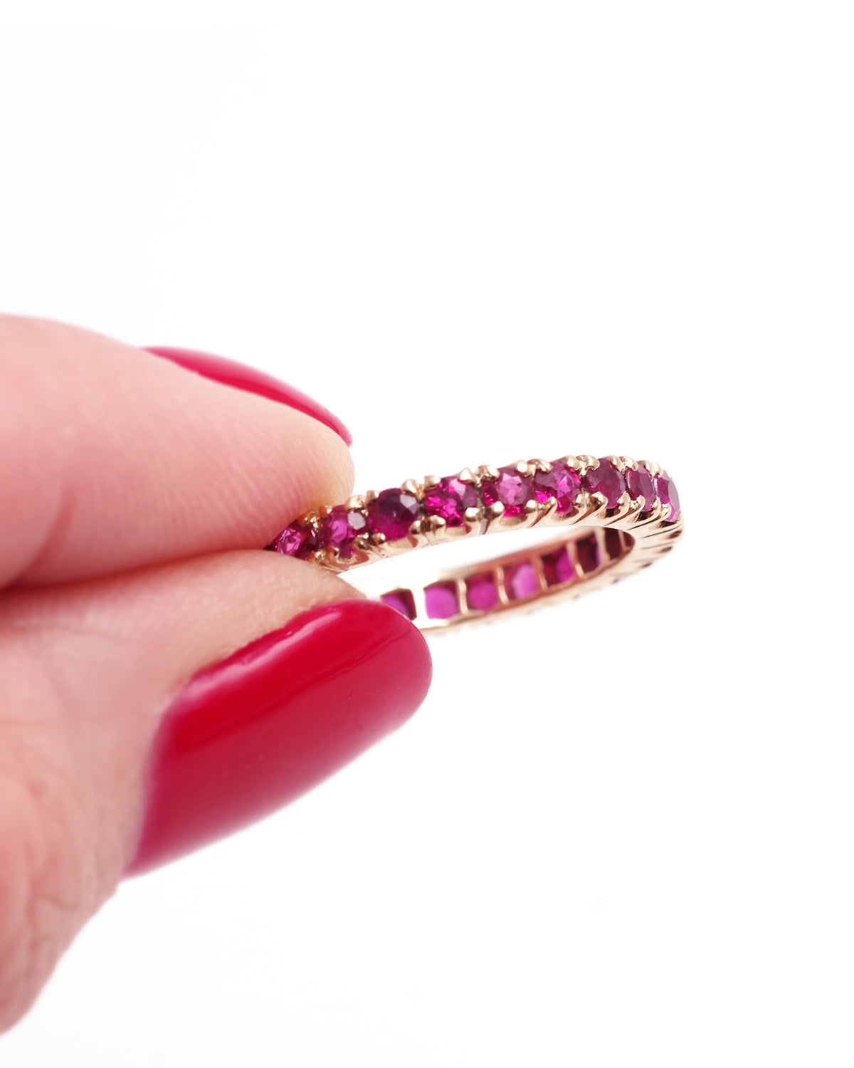 Eternity ring set with rubies