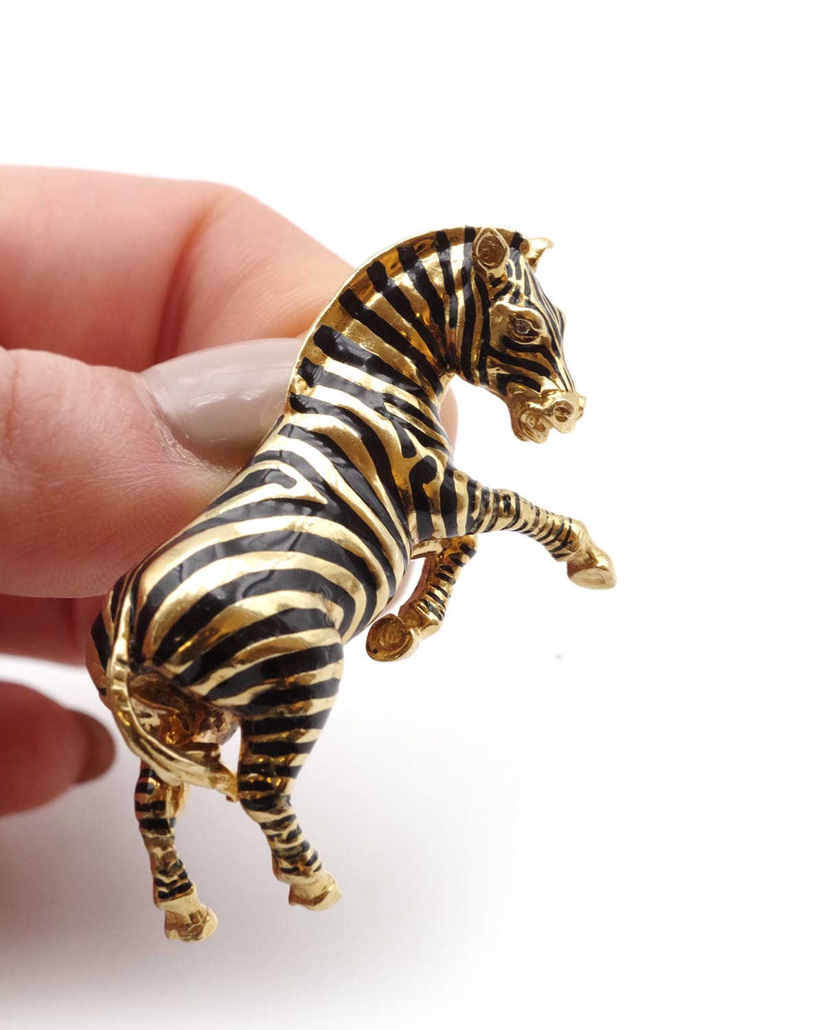 Broche zebre en or bestiaire