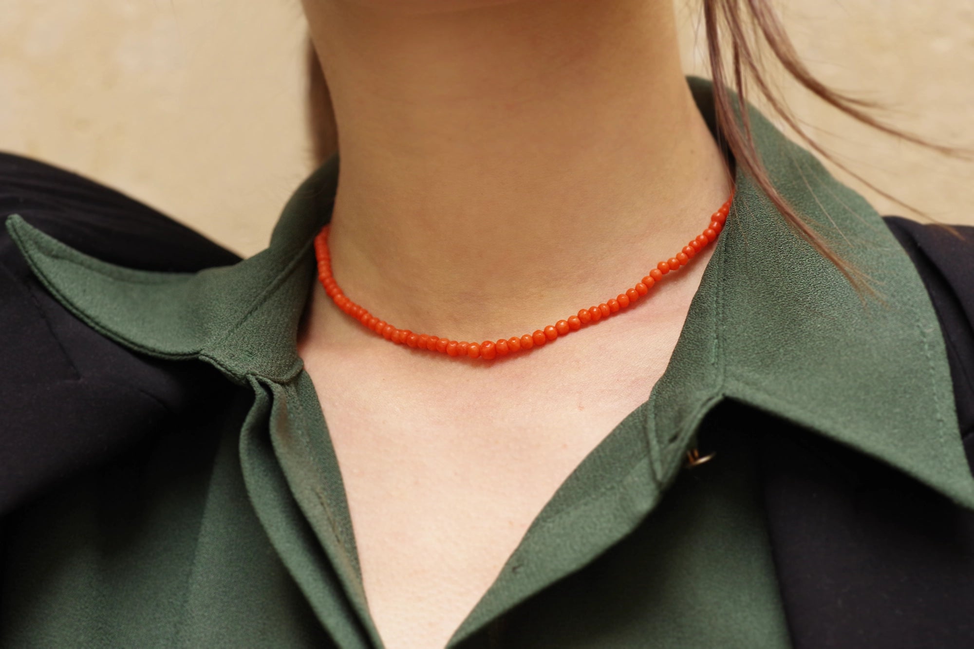 Collier fin perles de corail