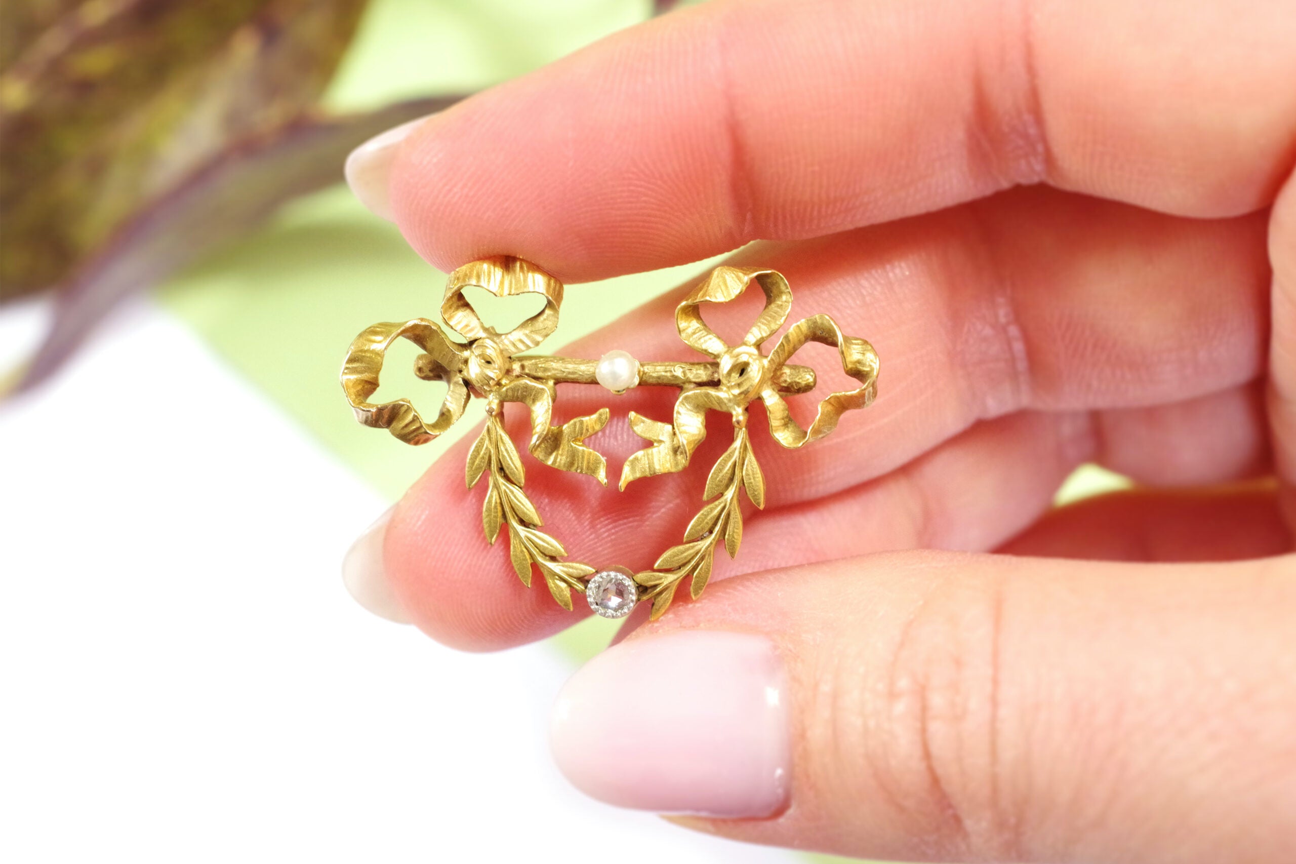 antique diamond gold brooch 18k antique jewelry