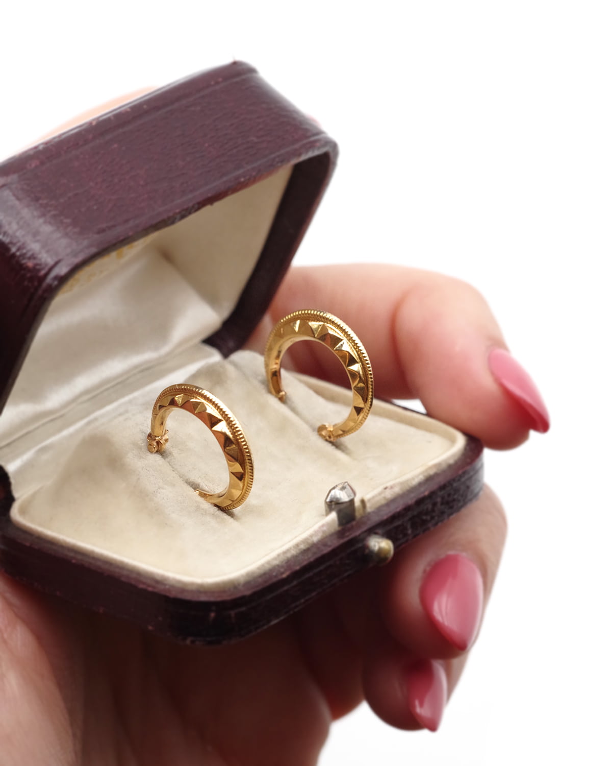 Antique faceted hoop earrings