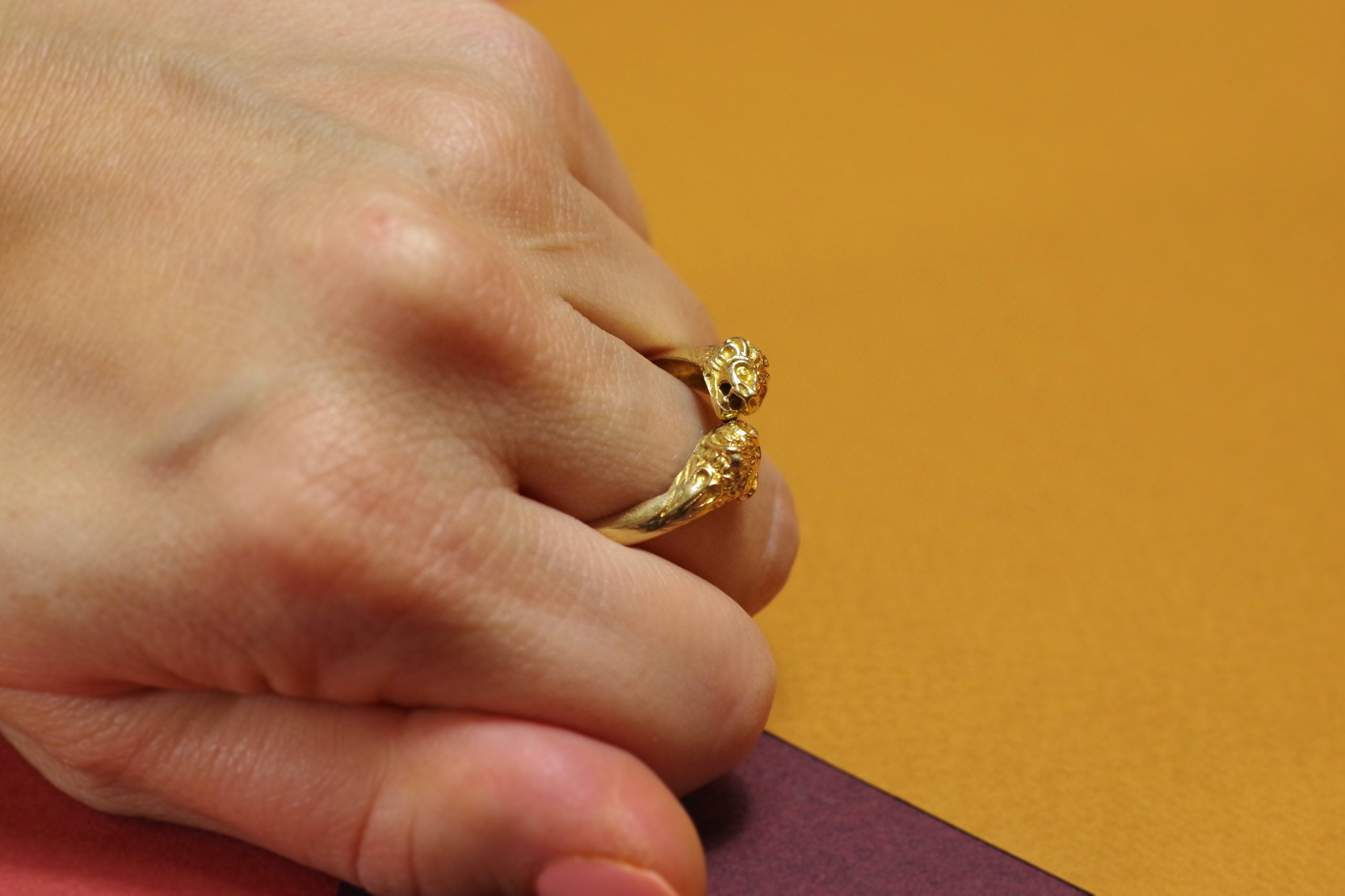 bague ancienne lion or 14k