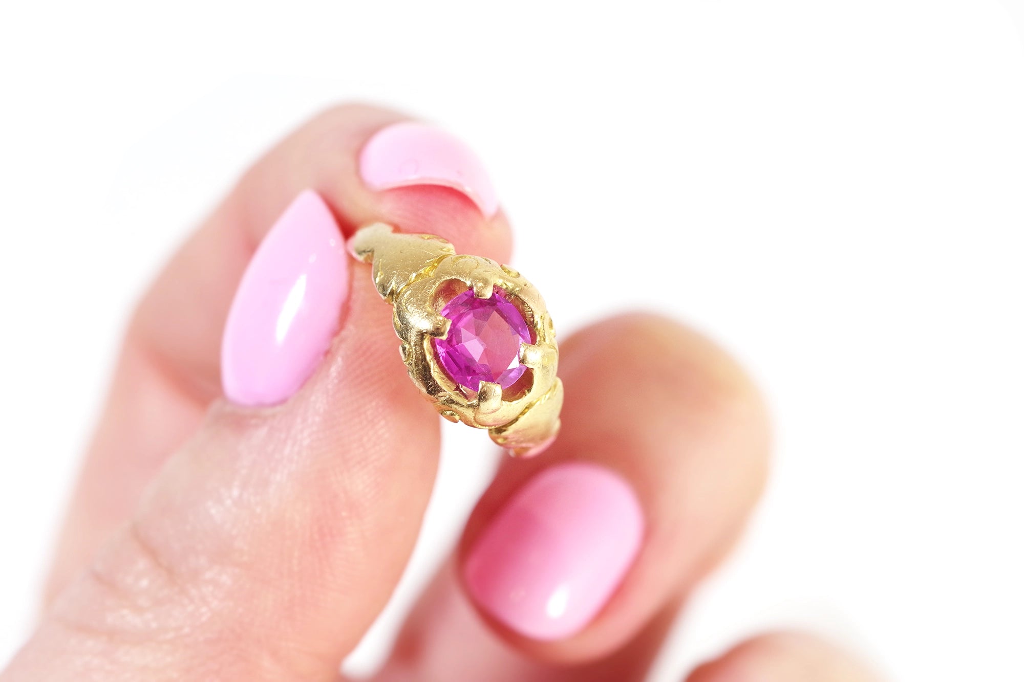 Bague saphir rose en or