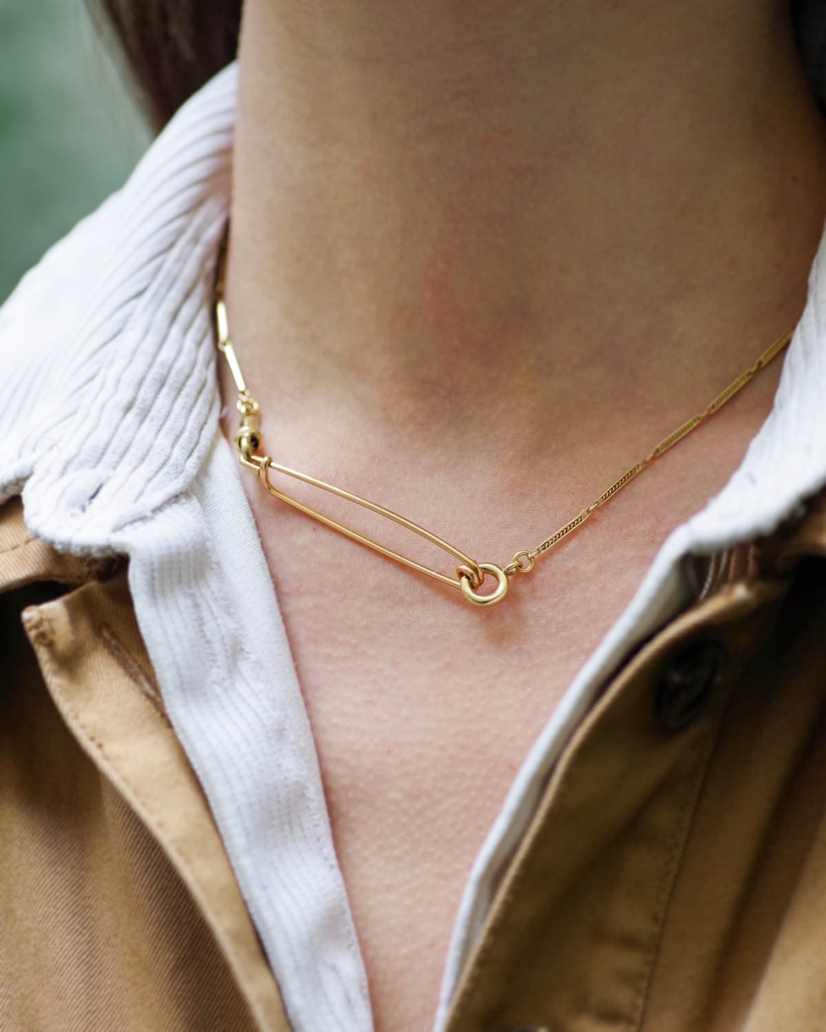 Antique gold safety pin