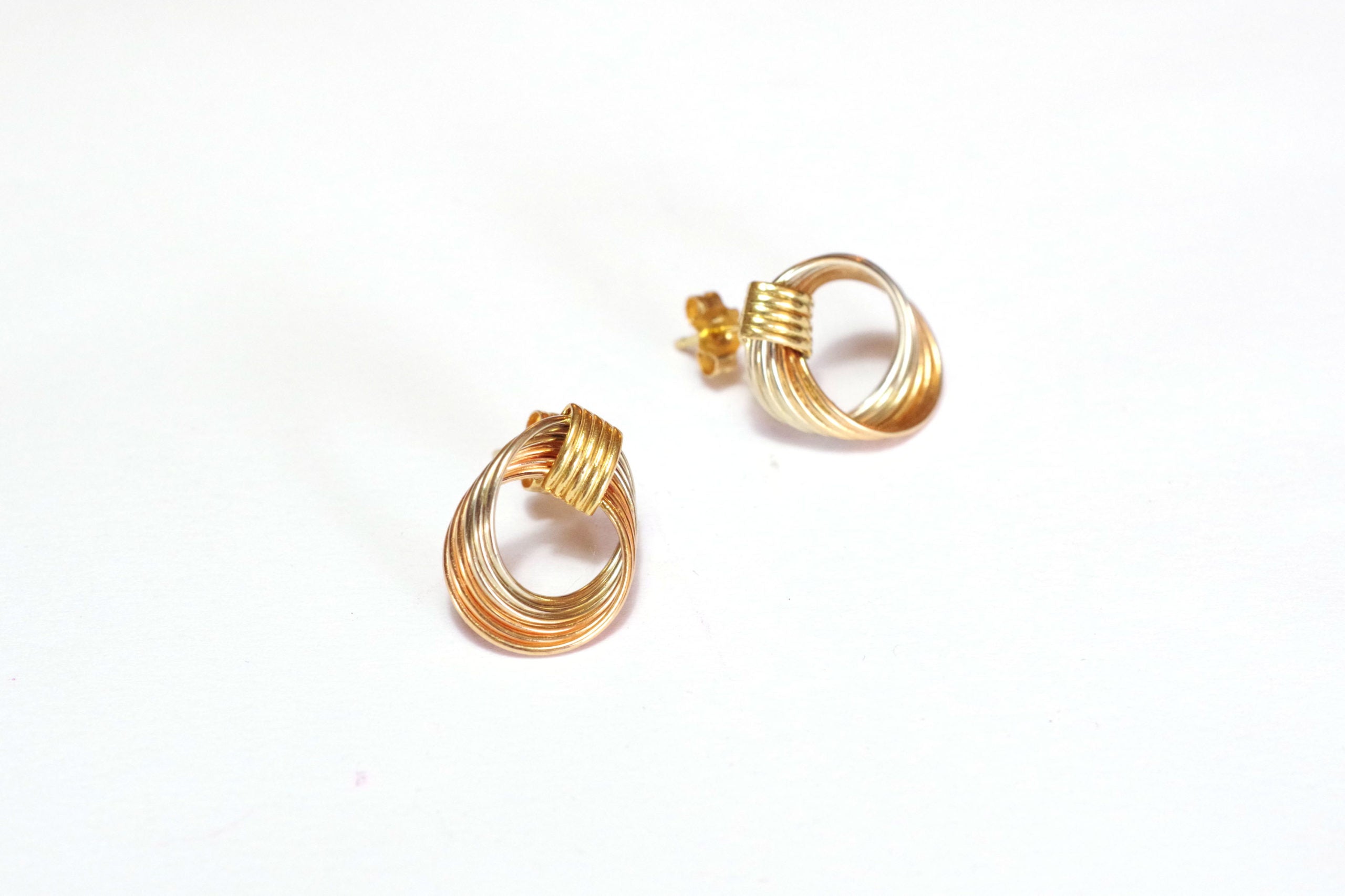 vintage stud earrings three golds