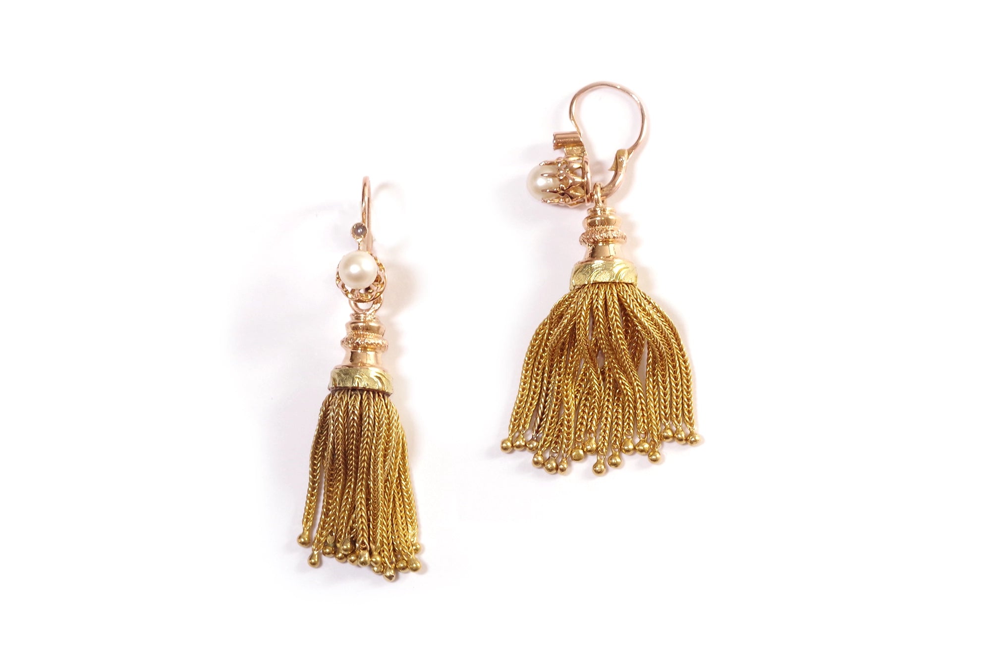 boucles d'oreille anciennes pompons en or