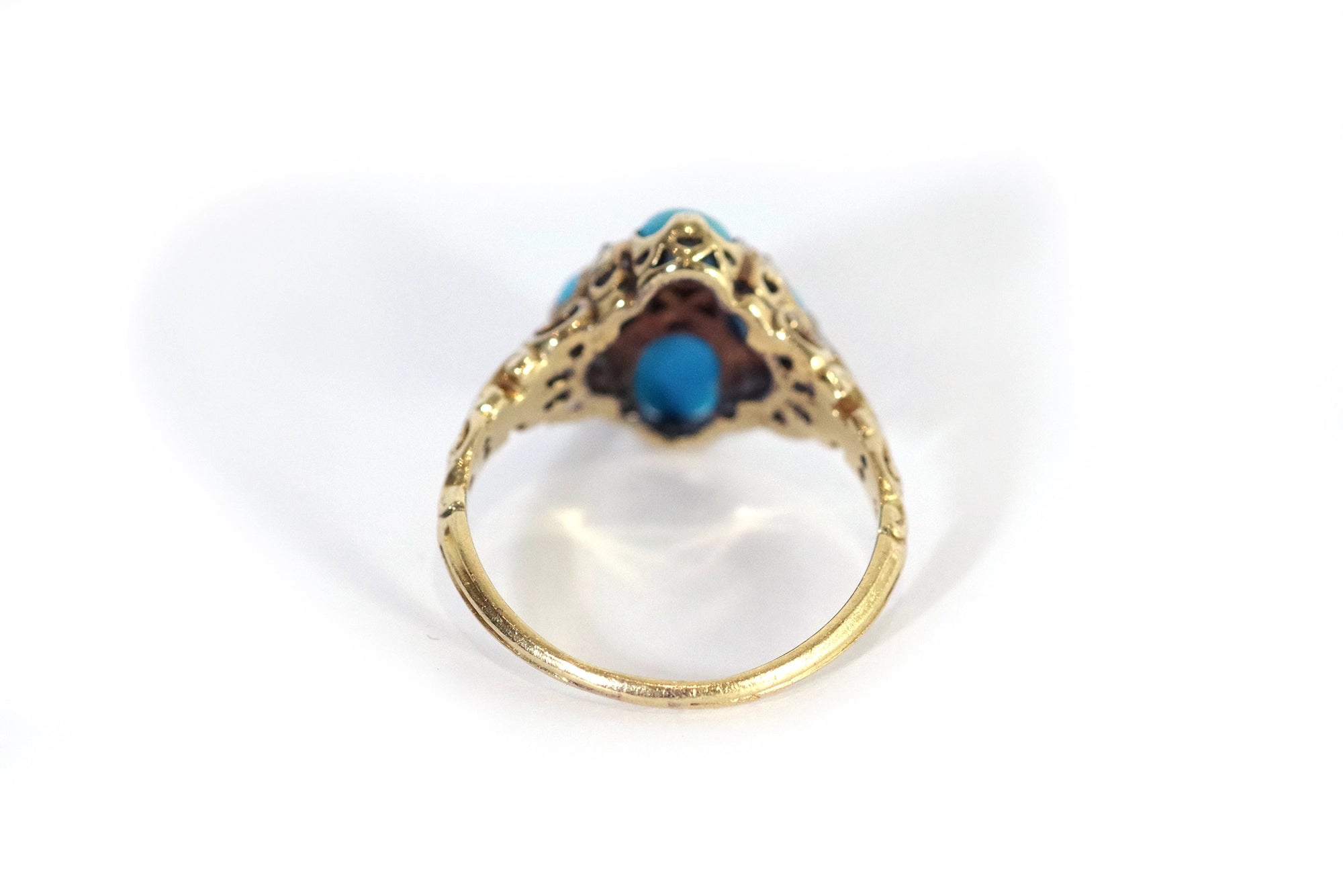 bague ancienne turquoises en or