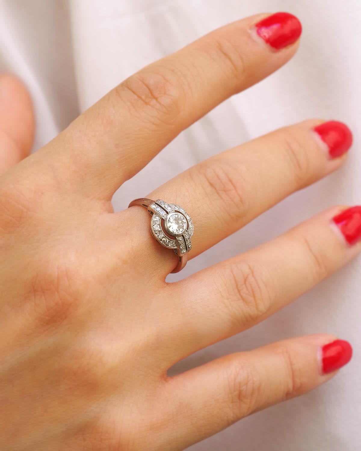 bague art deco 1930 en platine