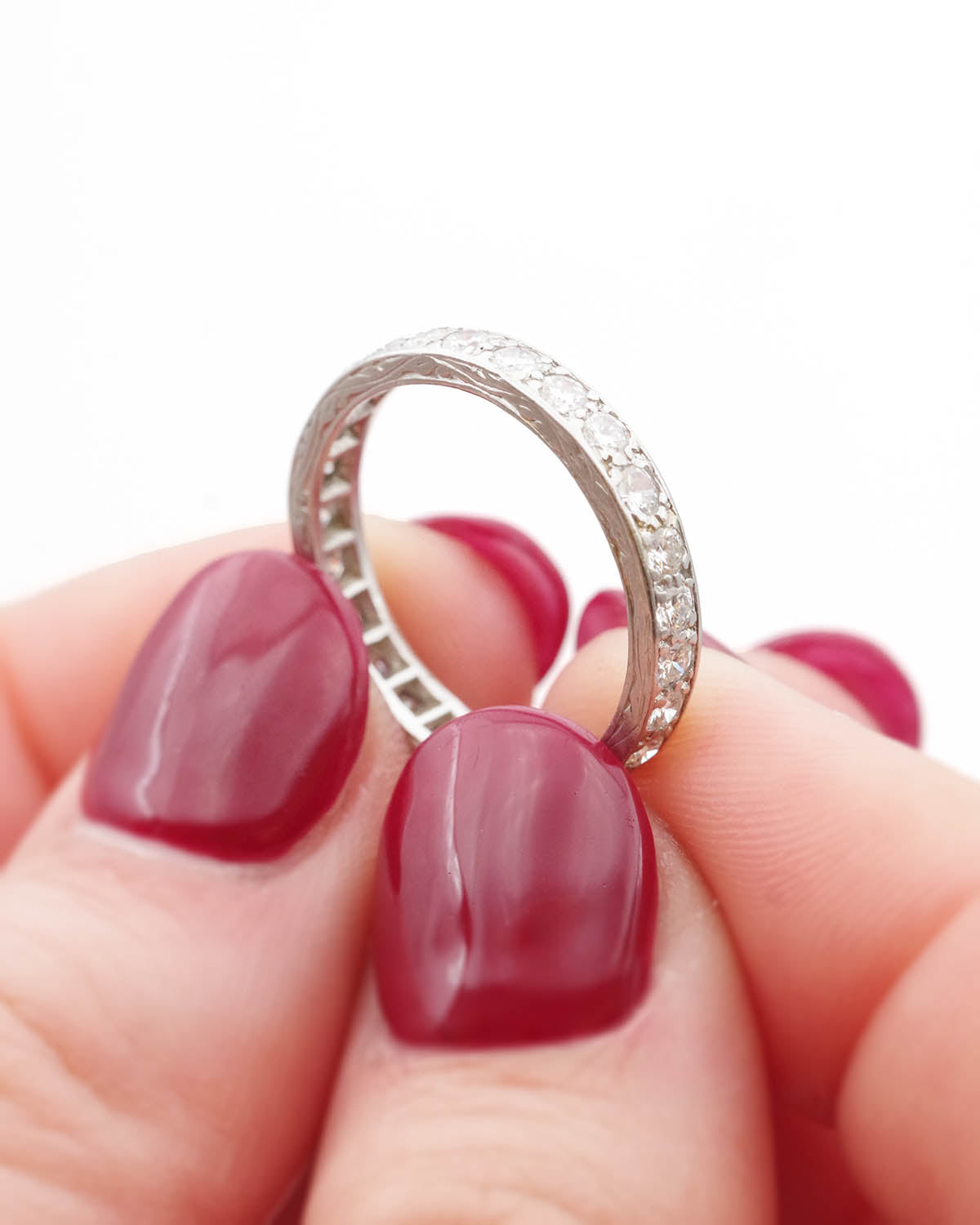 Eternity diamond ring in platinum
