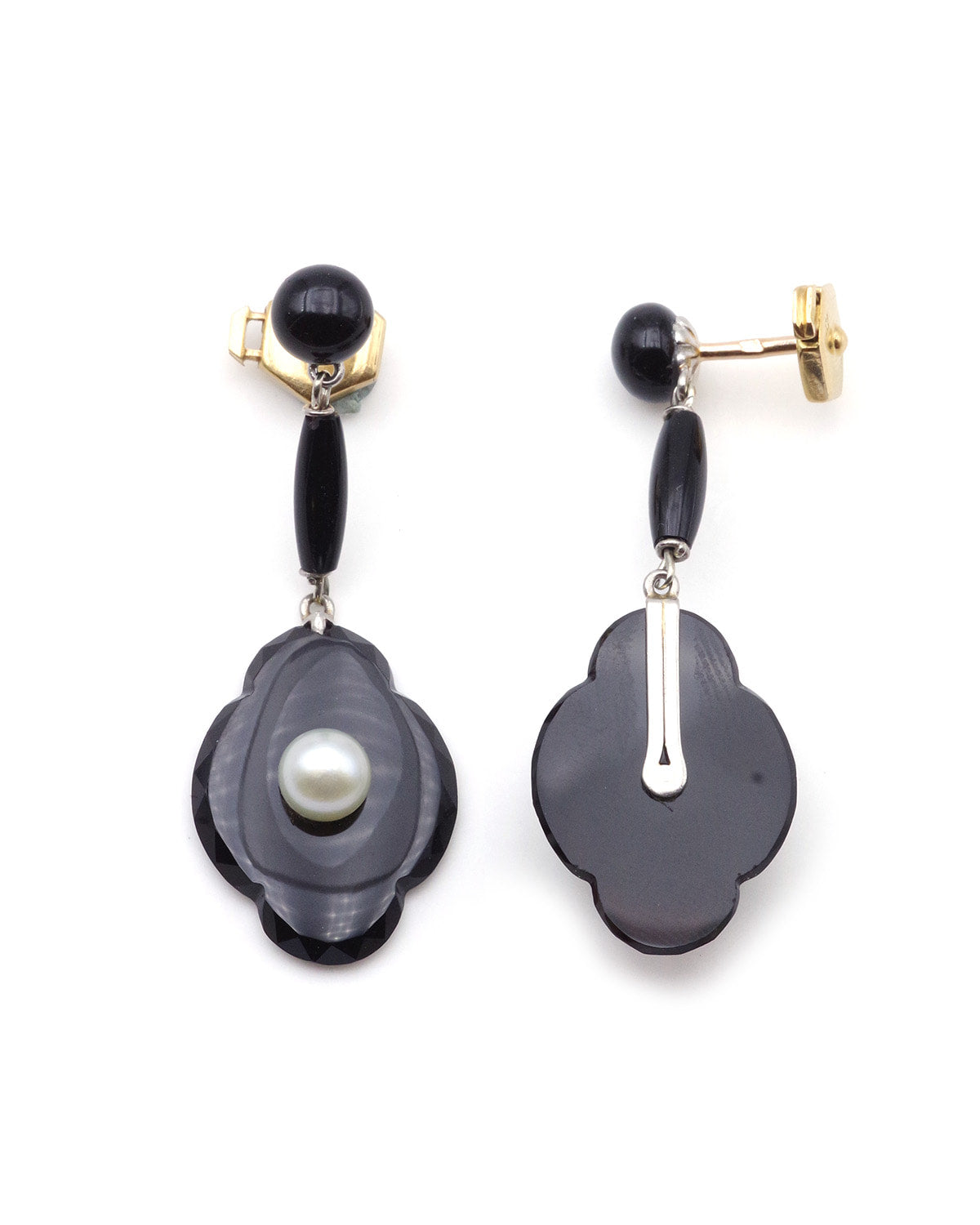Boucles d'oreille Art Deco onyx