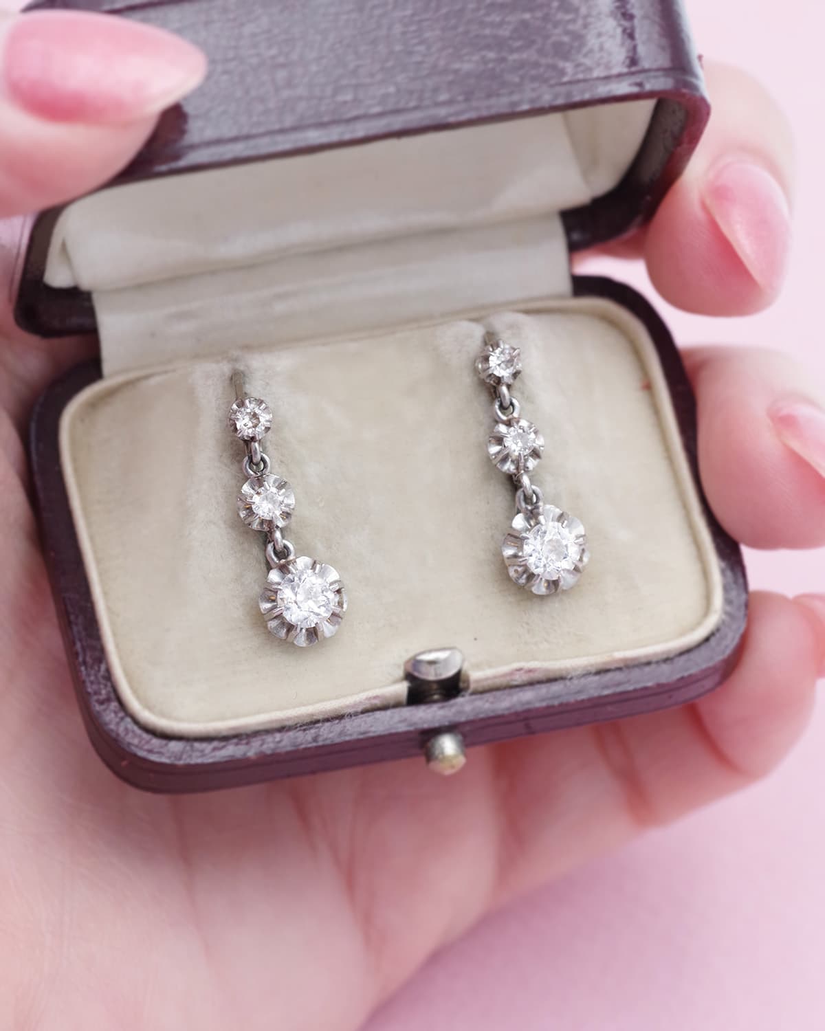 Art Deco diamond earrings in platinum and gold