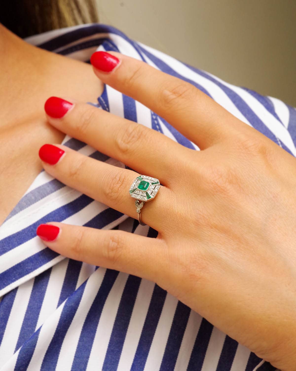 Bague art deco en platine
