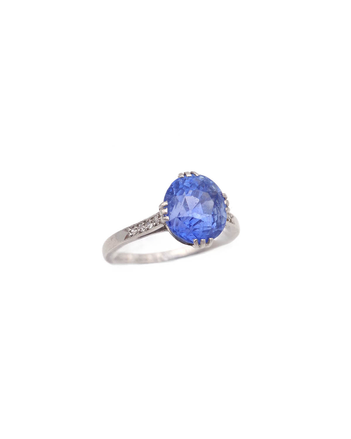 Bague art deco saphir non chauffé en platine