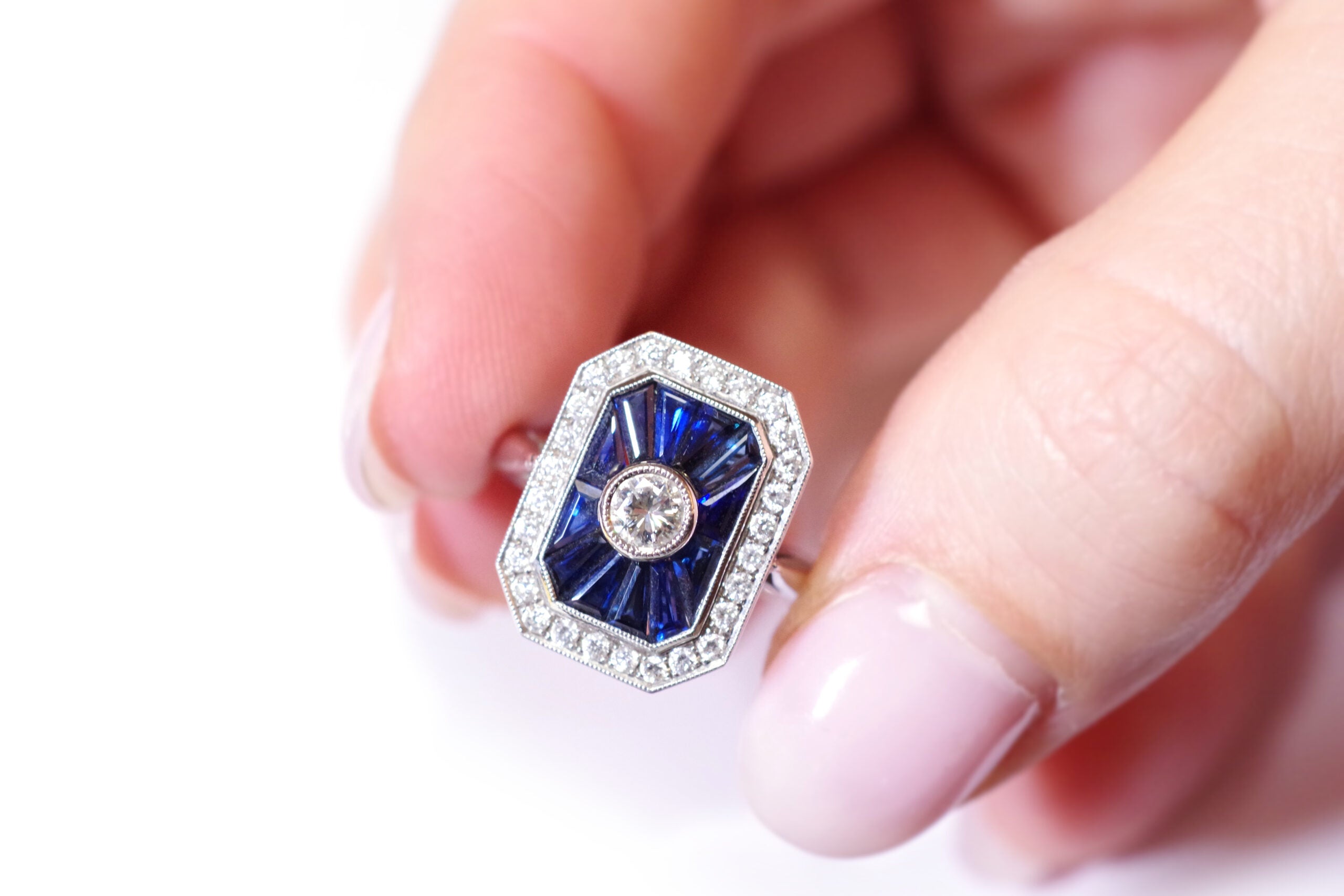 bague fiançailles saphirs diamants