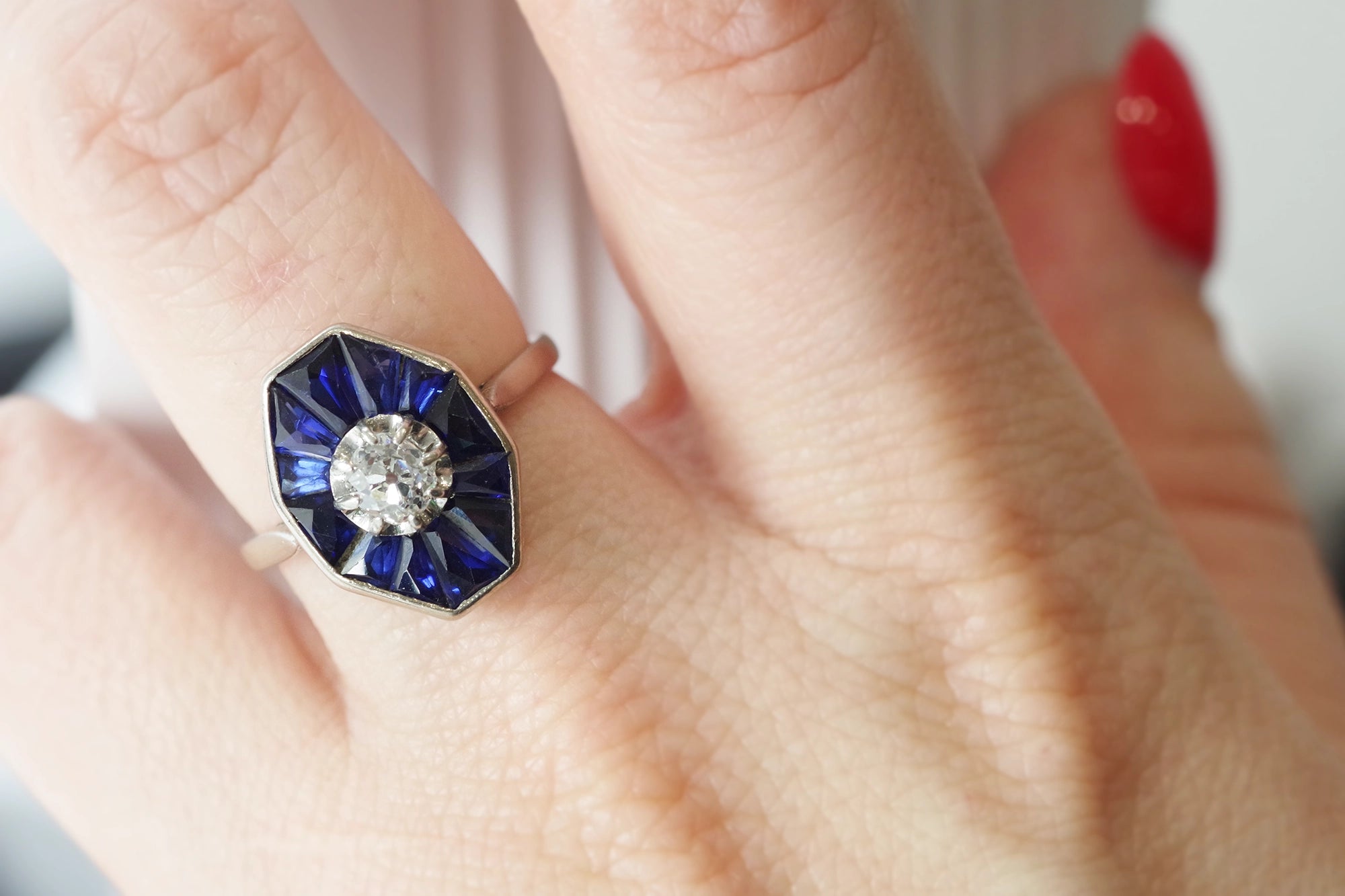 antique diamond sapphire ring