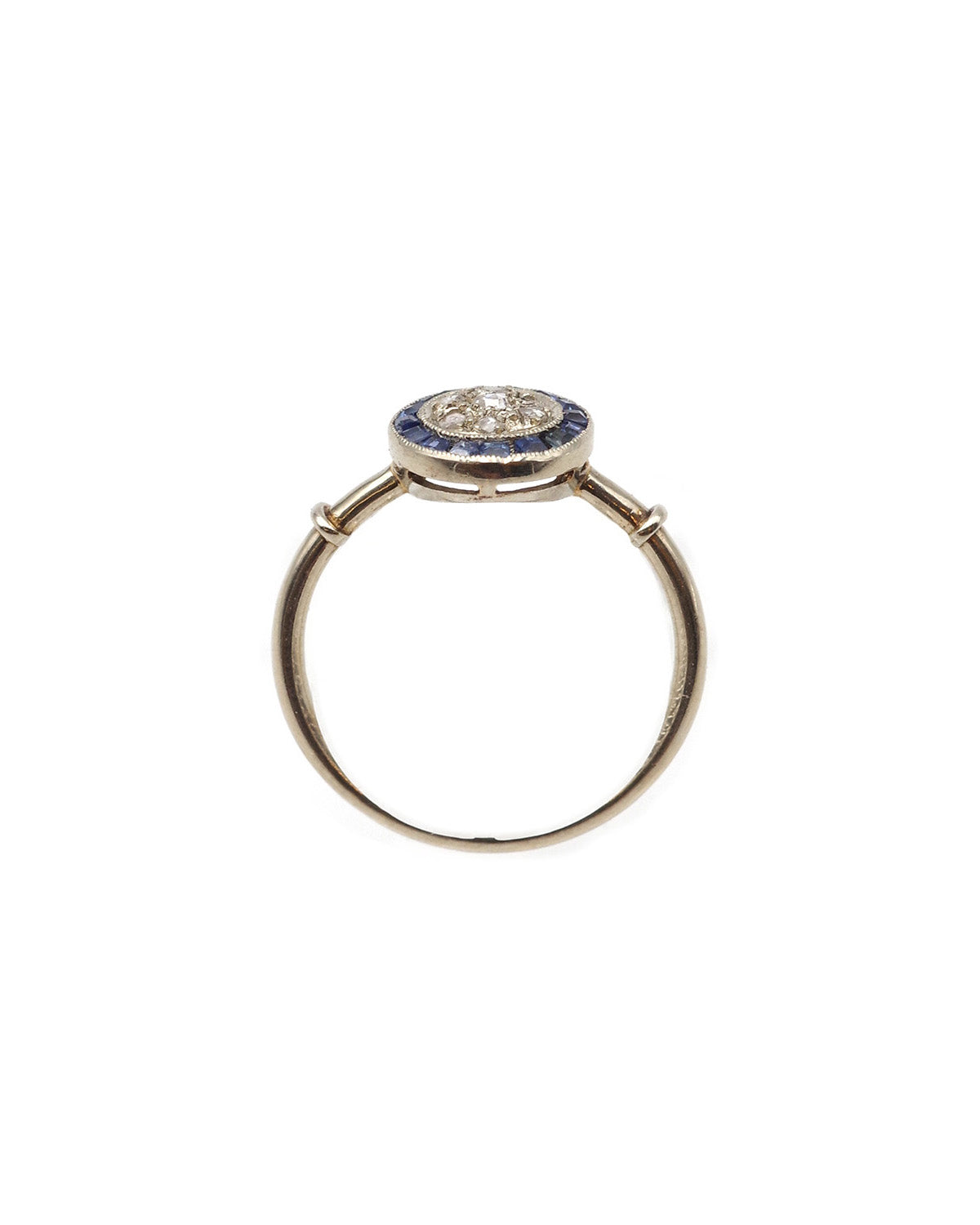 Art Deco round ring with sapphires