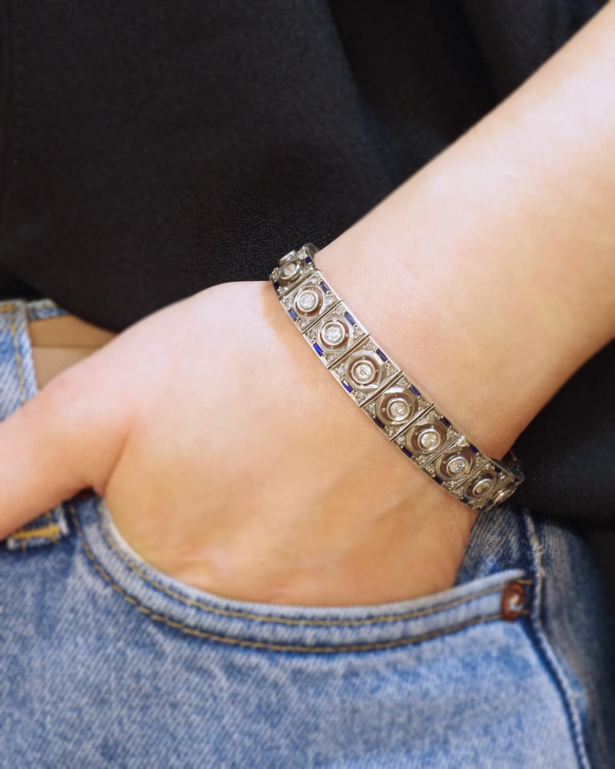 art deco bracelet in silver