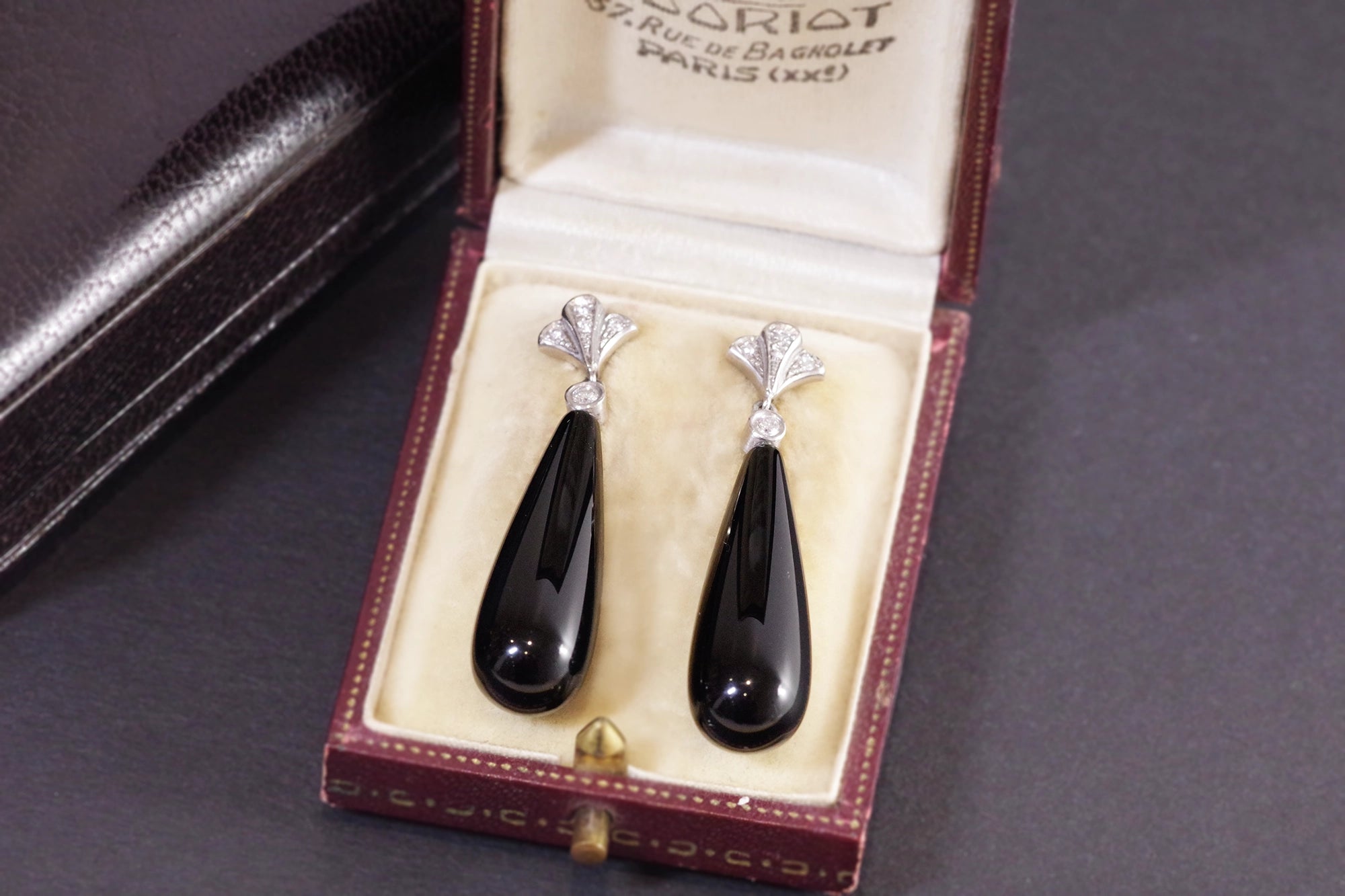 boucles oreille onyx en or