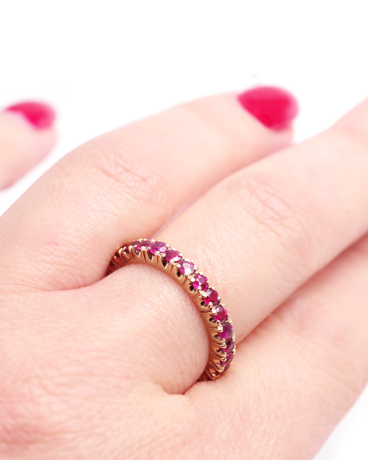 Ruby eternity ring in gold