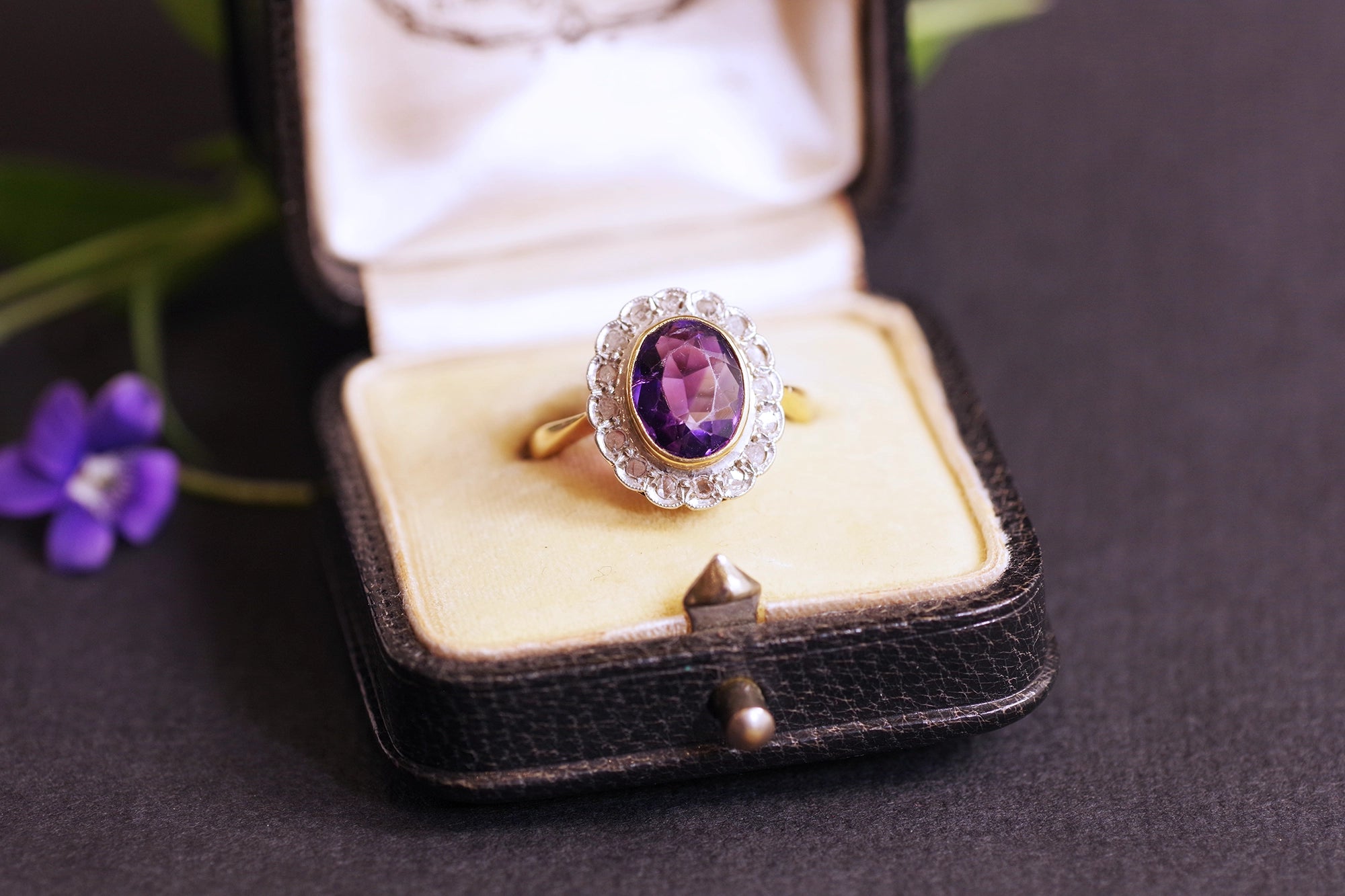 bague fiançailles marguerite améthyste