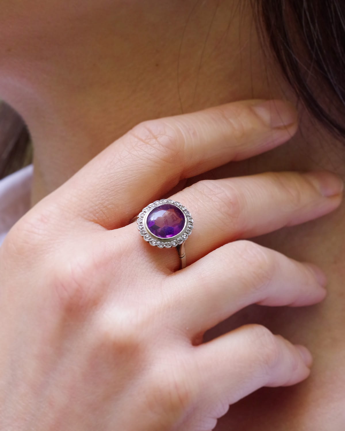 Edwardian cluster amethyst ring