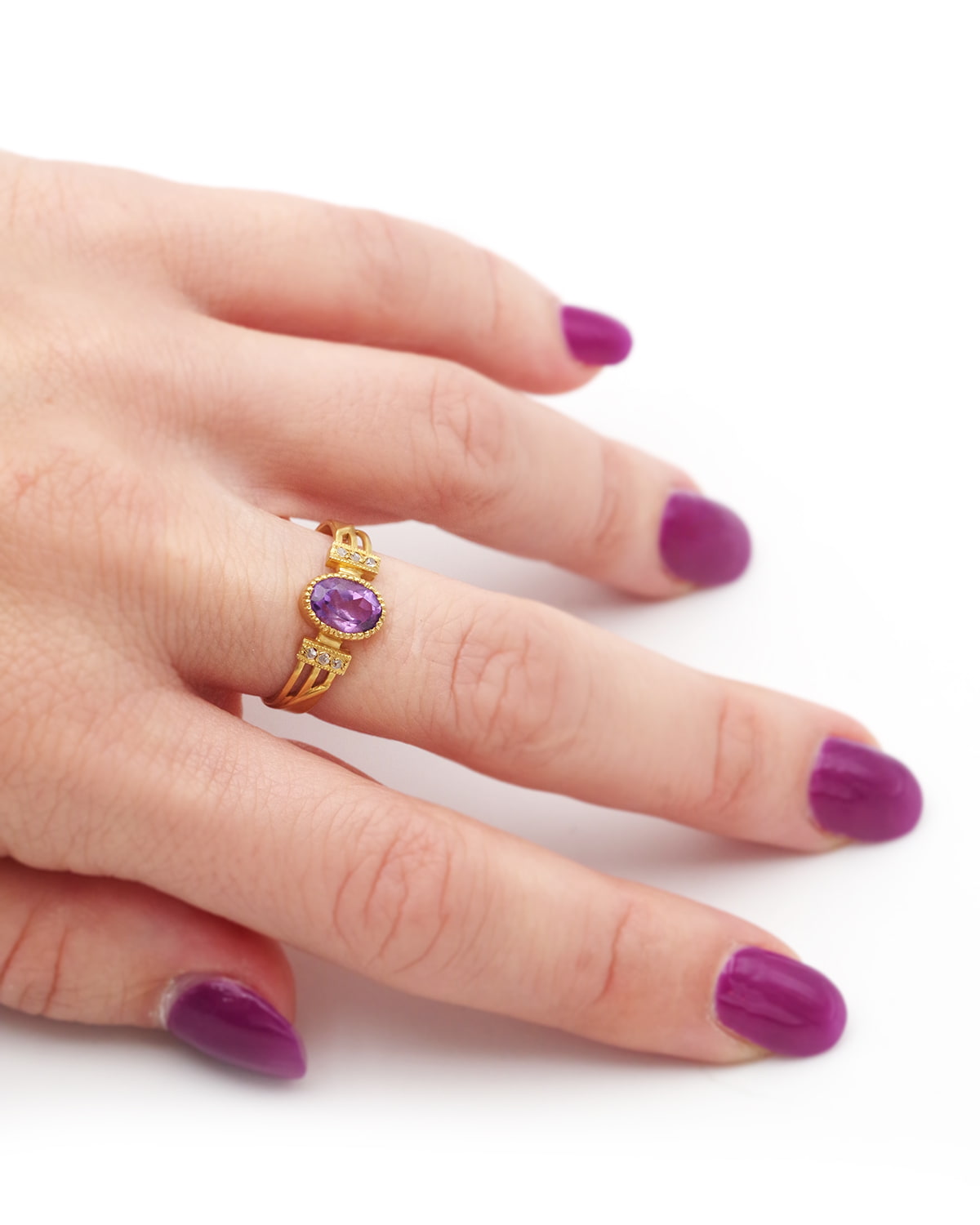 Amethyst Art Nouveau diamond ring