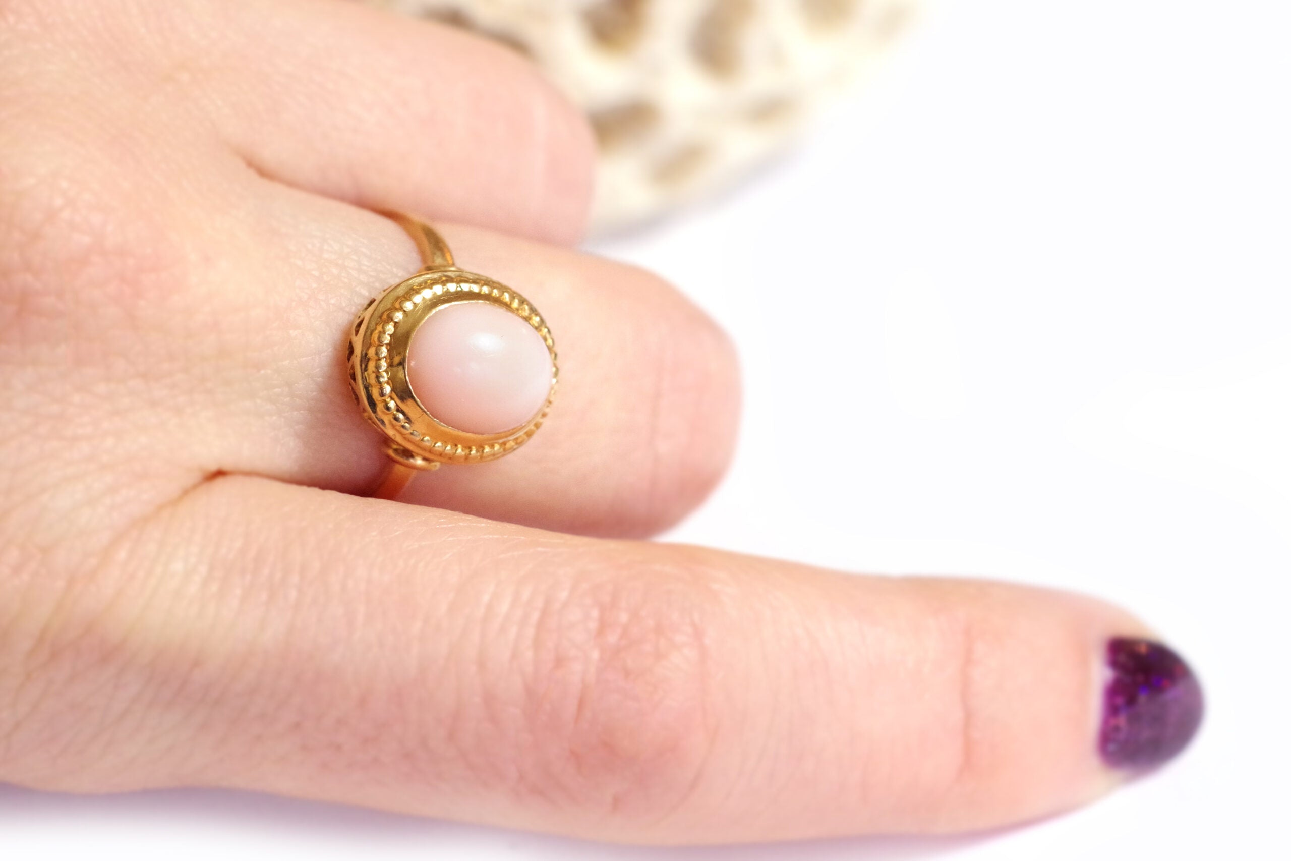 bague vintage corail rose en or